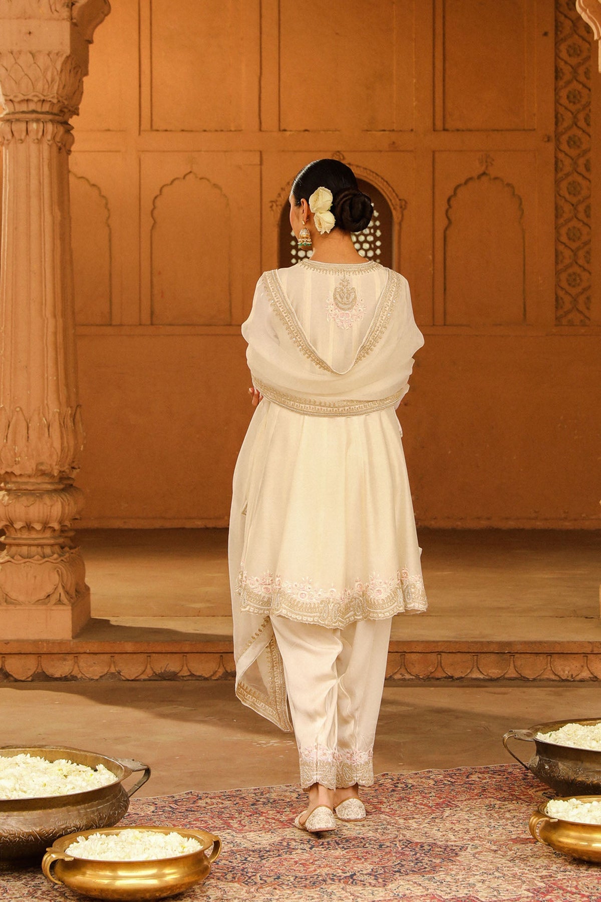 Huma Qureshi in Faria - Daisy Ivory Short Anarkali with Chooridaar and Dupatta