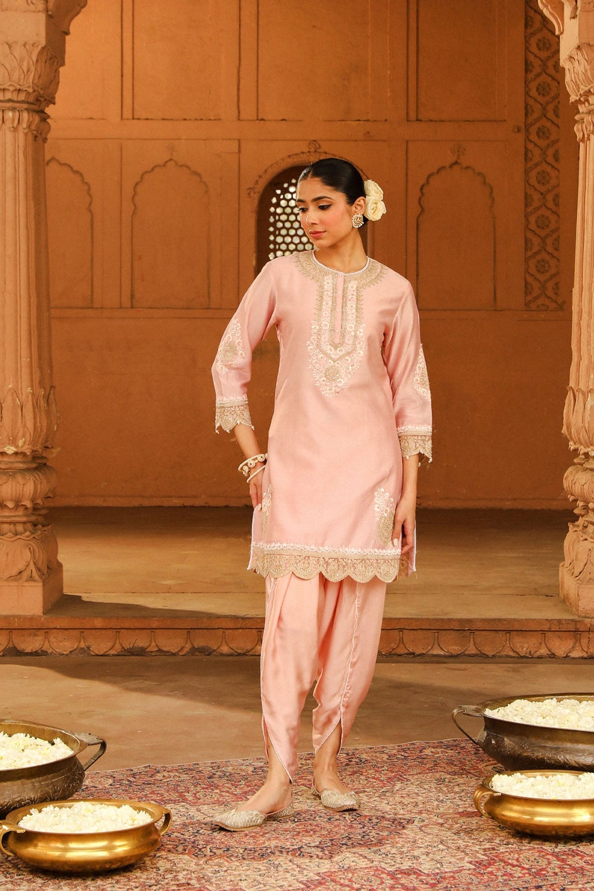 Ernika - Blush Pink Kurta with dhoti (Lxrts)