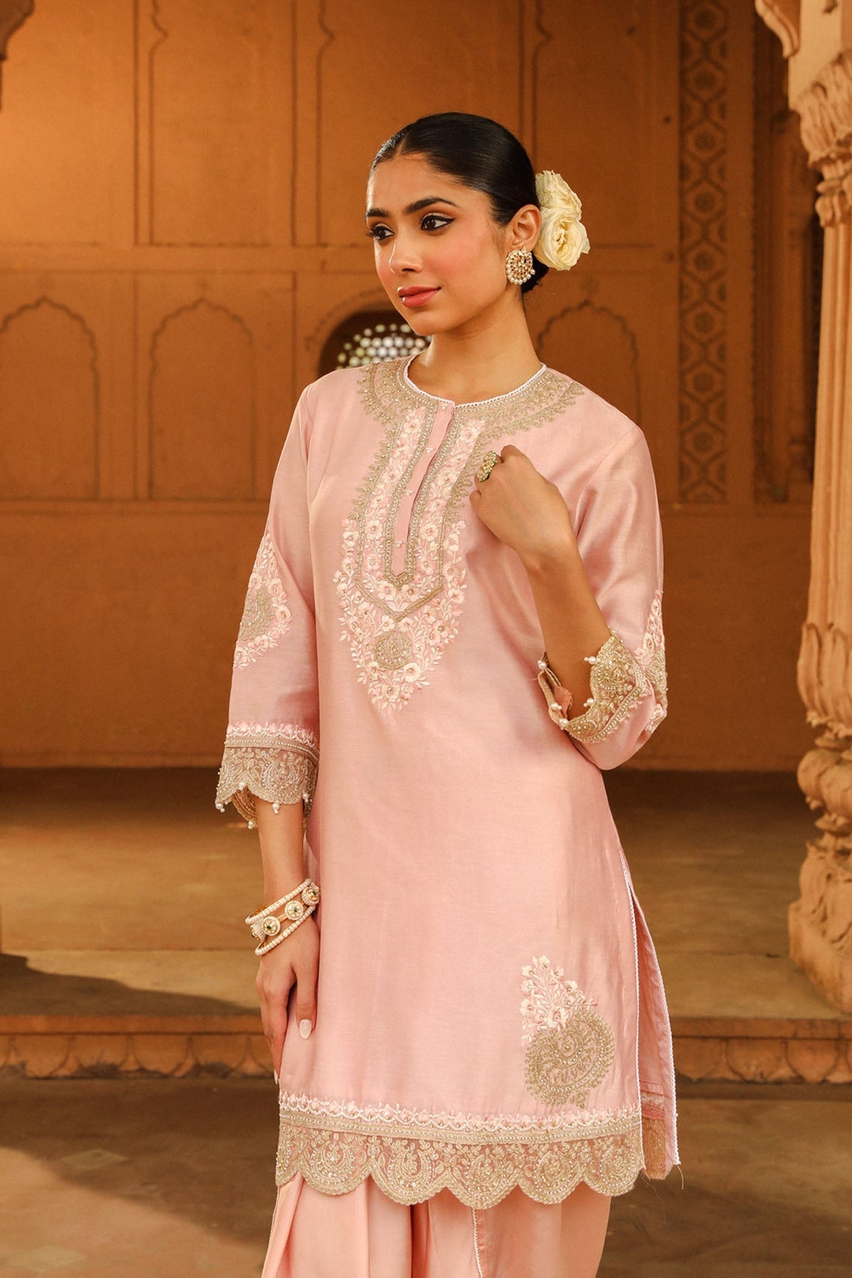 Ernika - Blush Pink Kurta with dhoti (Lxrts)