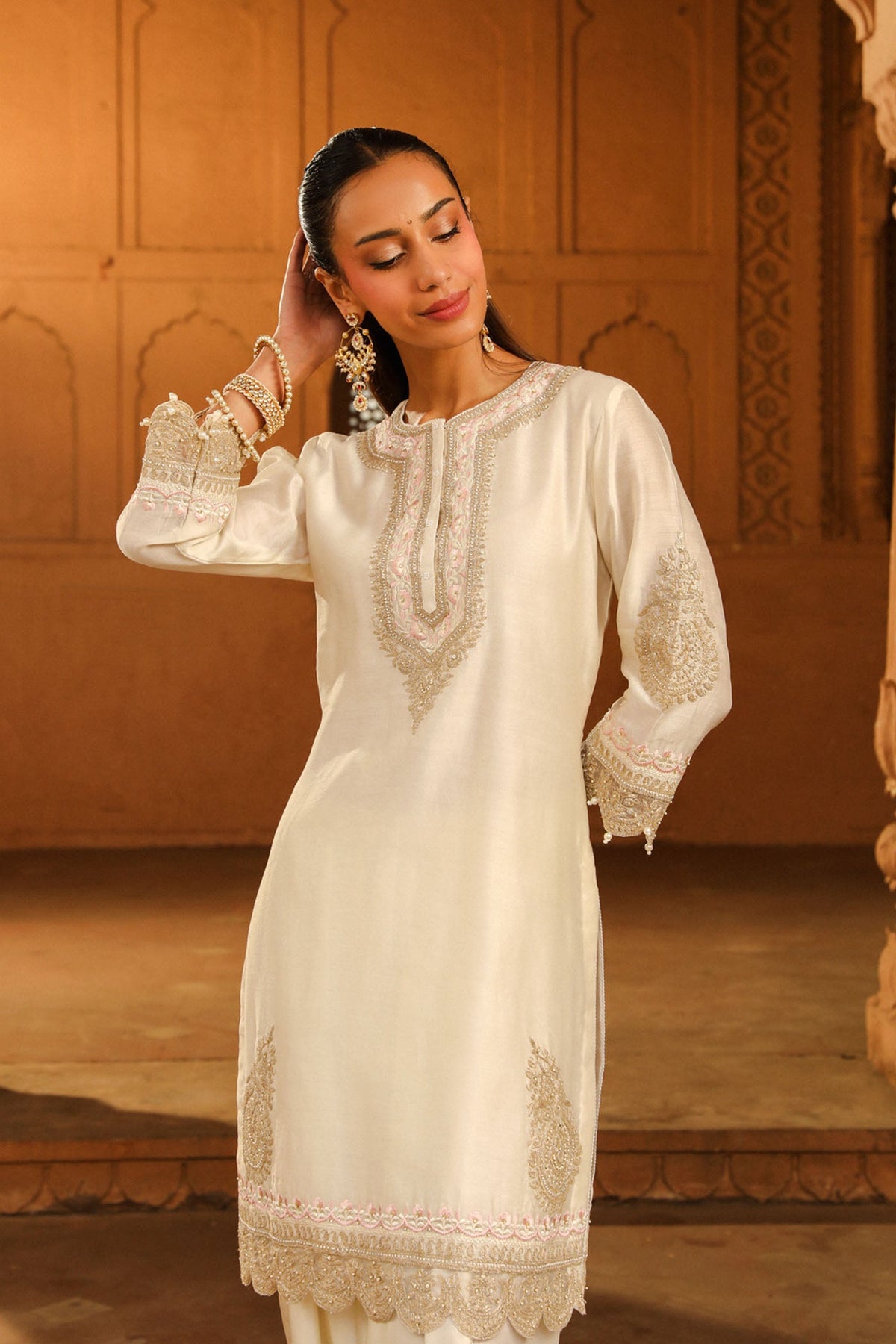 Anika- Daisy Ivory kurta with Dhoti (LXRTS)