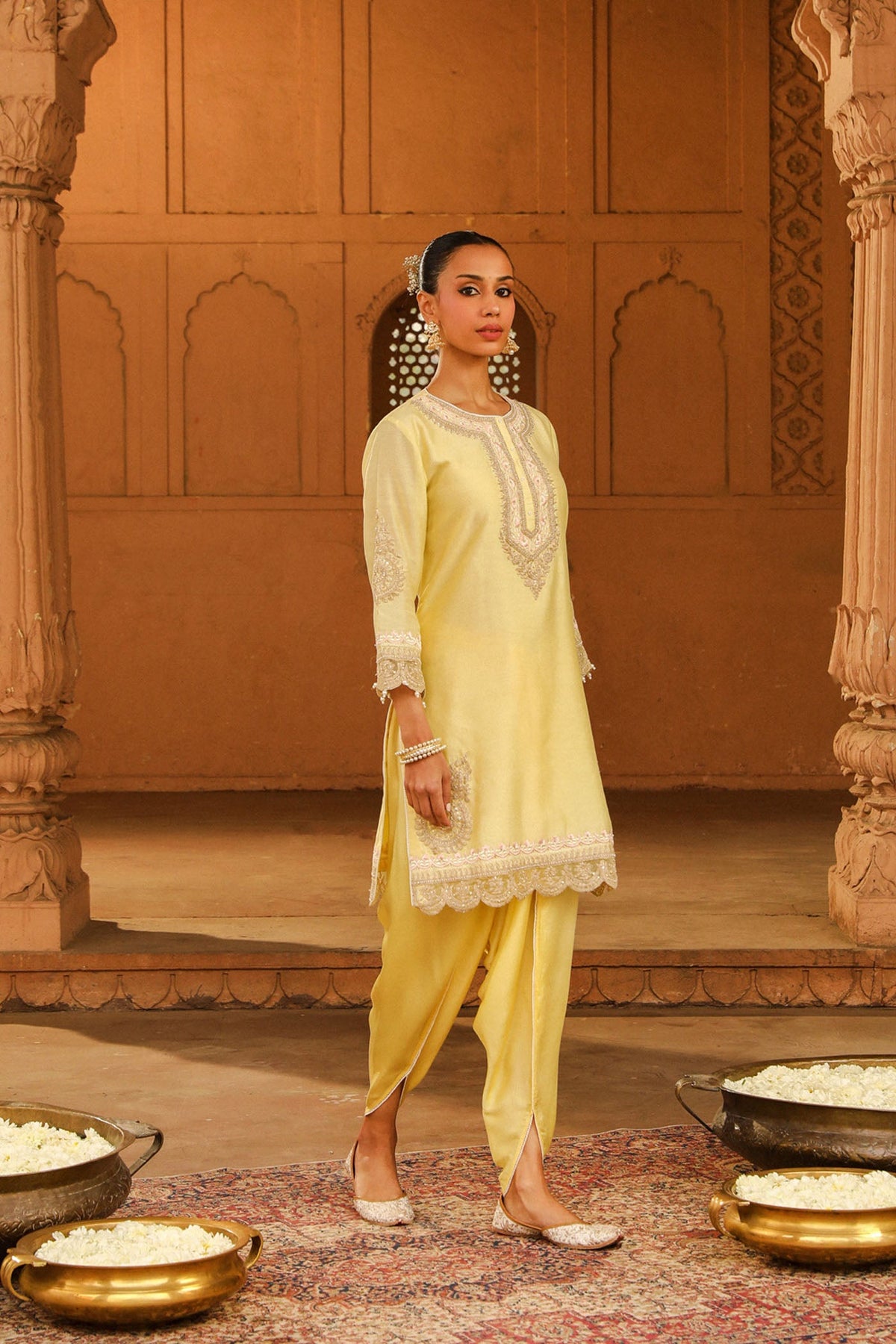 Anika - Lemon Yellow Kurta with dhoti (LXRTS)