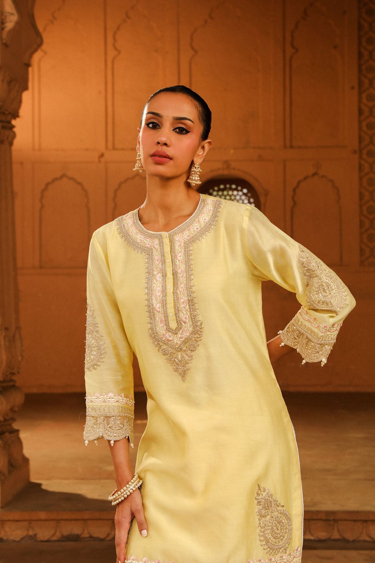 Anika - Lemon Yellow Kurta with dhoti (LXRTS)