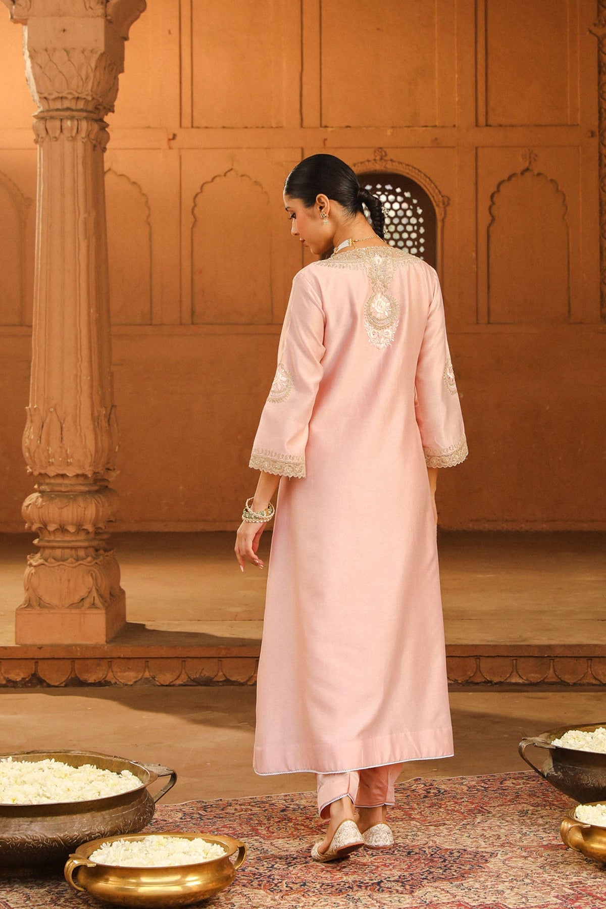 Pranitaa In Sanvi - Blush Pink Long Choga with Salwar