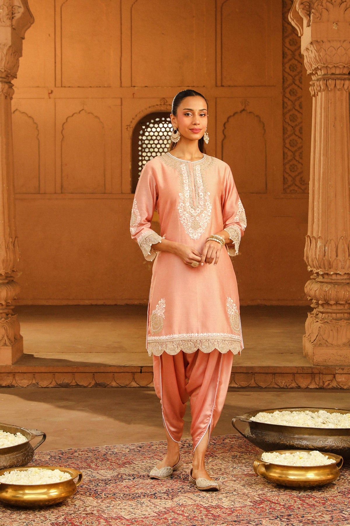 Ernika - Off Rose Kurta with dhoti (Lxrts)