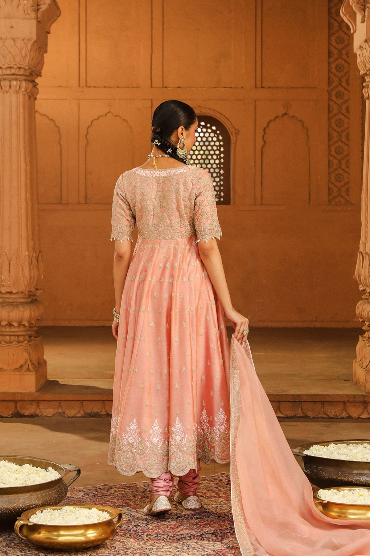 Samaira Sandhu In Wasifa - Off Rose Ankle Length Anarkali with Chooridaar and Dupatta