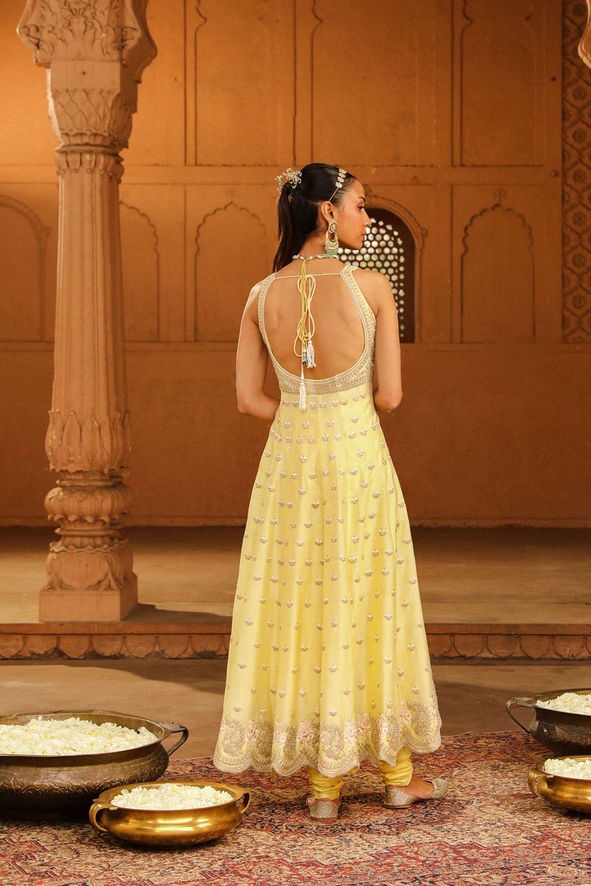 Samyuktha In Wafiya - Lemon Yellow Ankle Length Anarkali with Chooridaar and Dupatta
