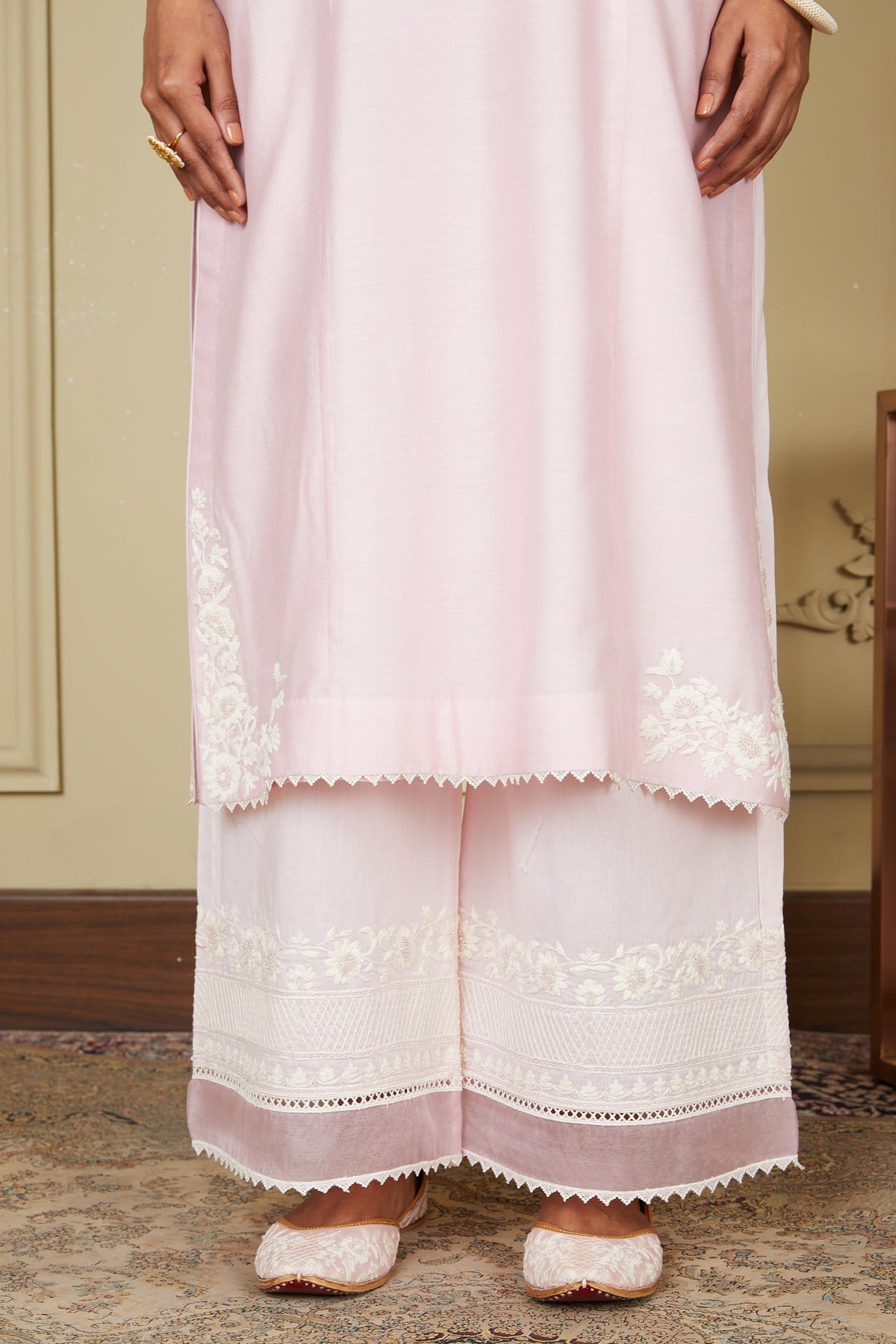 Banafsha - Pearl Blush Long kurta with palazzo