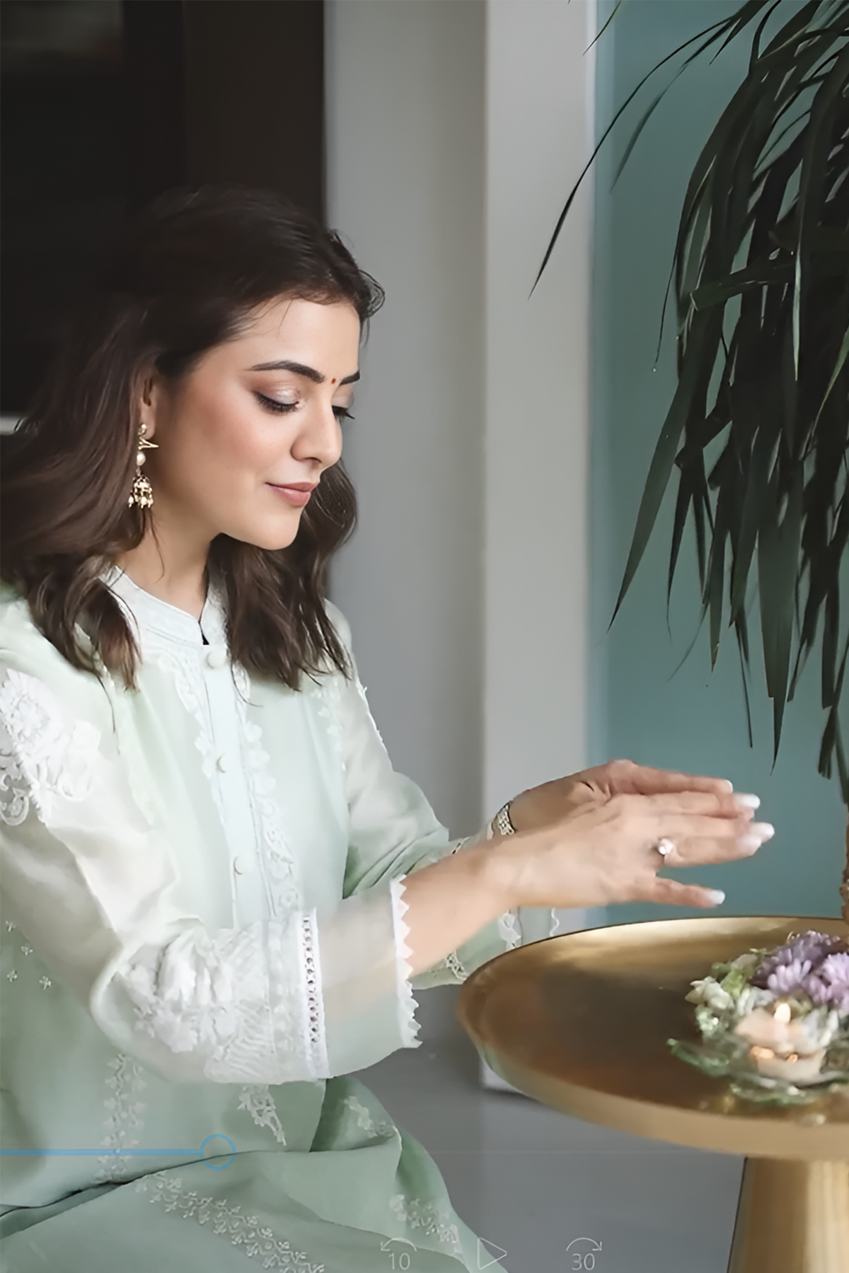 Ayanna - Frosty green short kurta with dhoti (LXRTS)