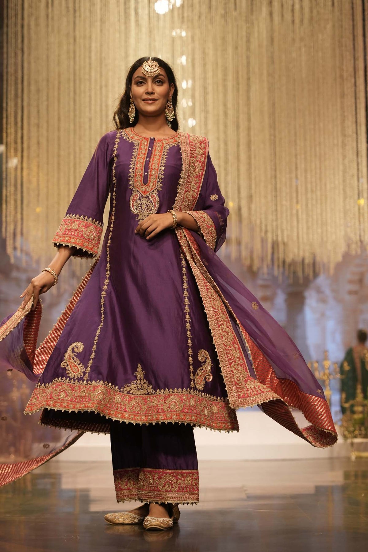 Maisha - Deep Purple Long A-line Kurta with Palazzo (Lxrts)