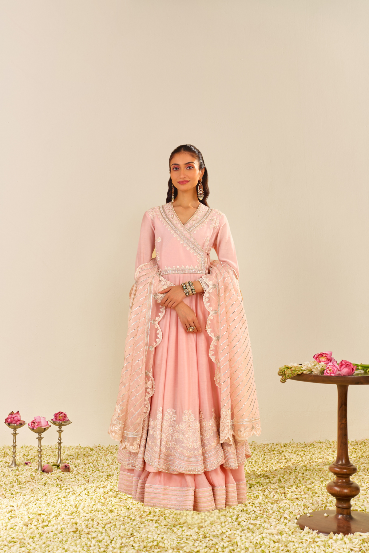 Ameena- Pink Long Anarkali With Skirt