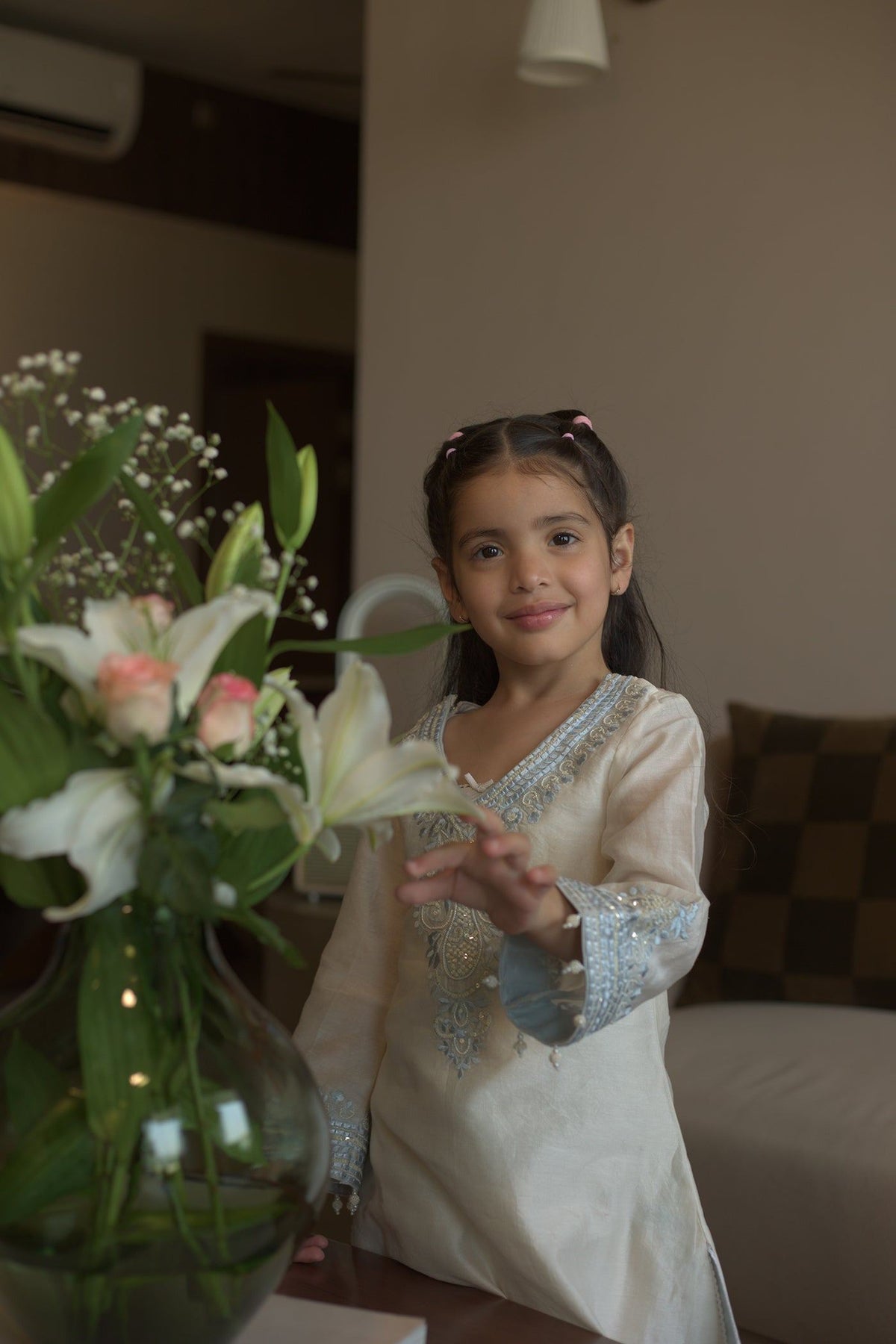 Sahabat - Daisy Ivory With Blue Kaaftan With Salwar
