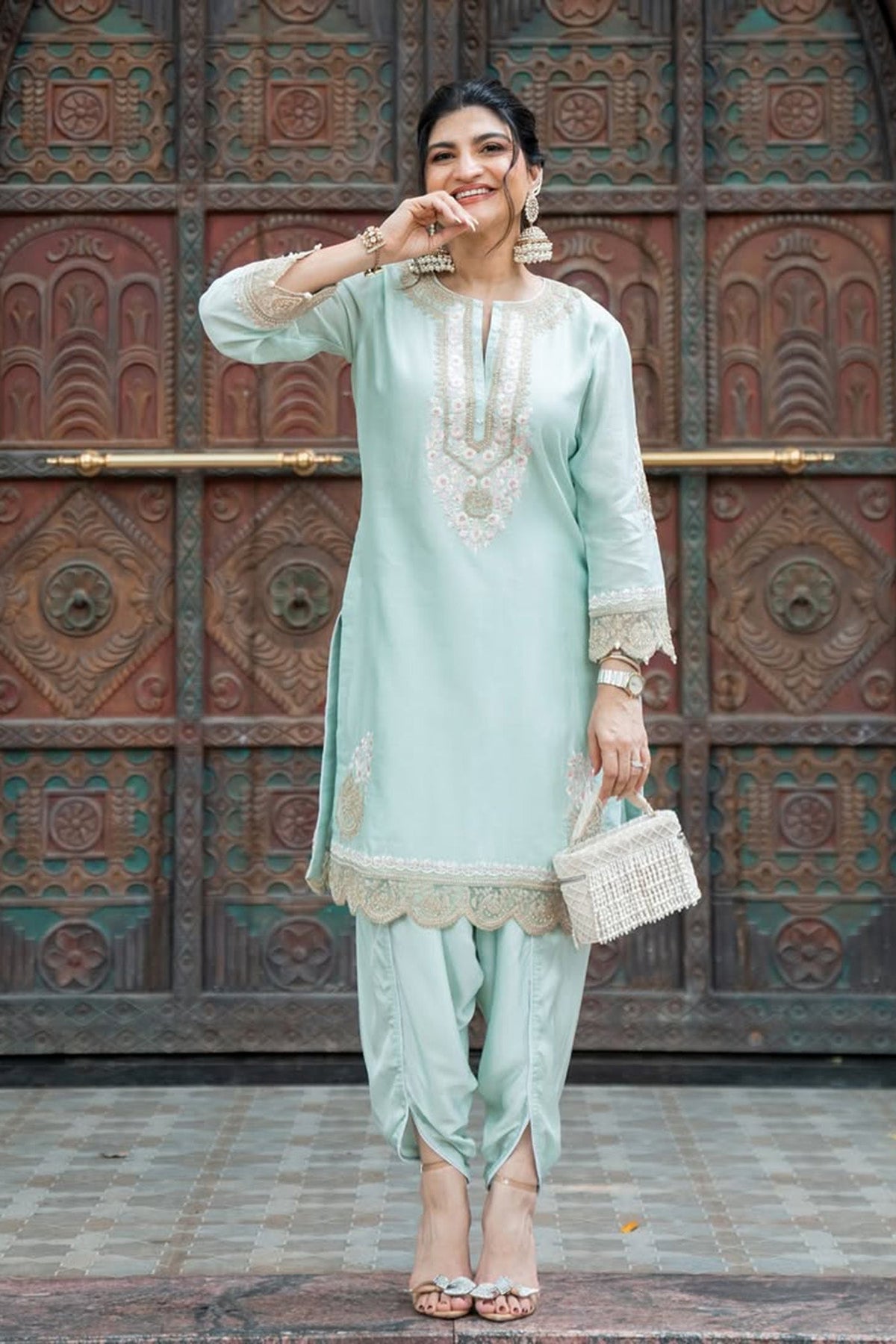 Ernika - Misty Green Kurta with dhoti (Lxrts)