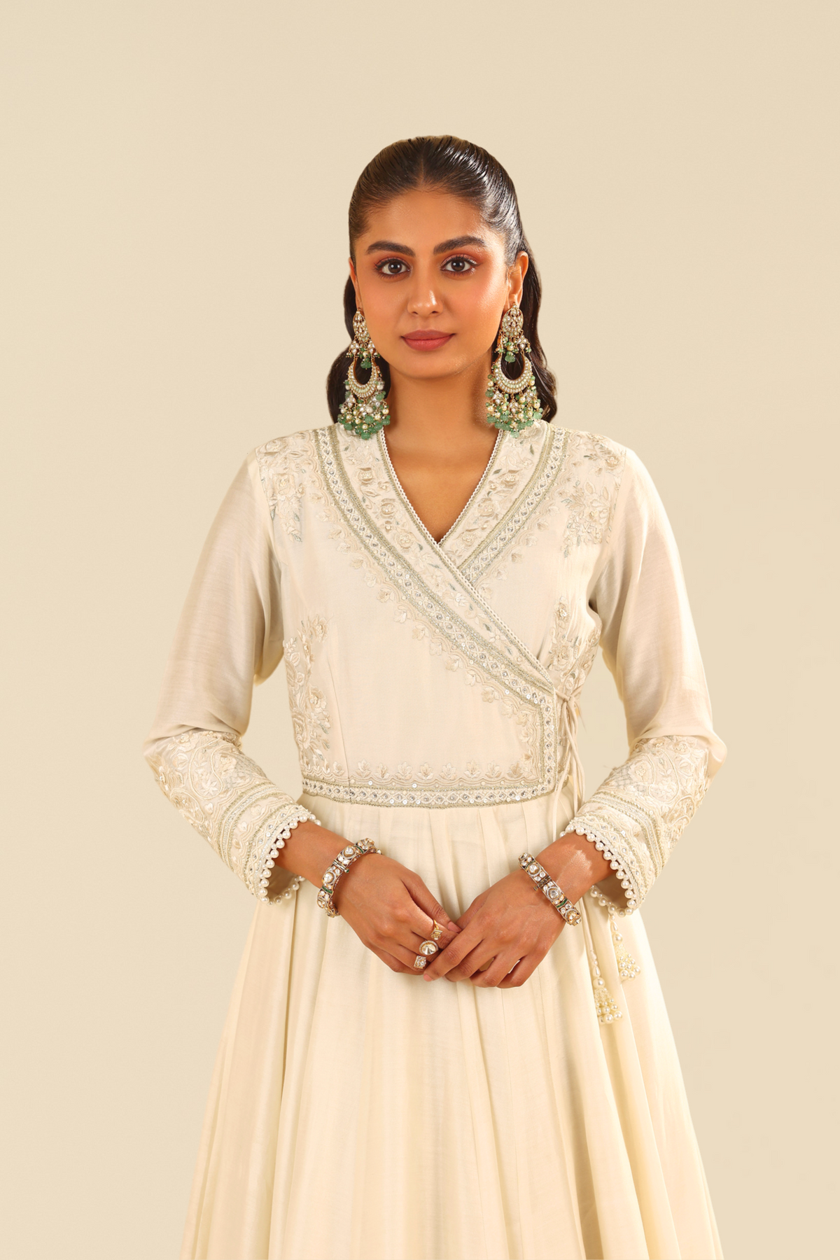 Huma Qureshi In Ameena - Daisy Ivory Long Anarkali With Skirt