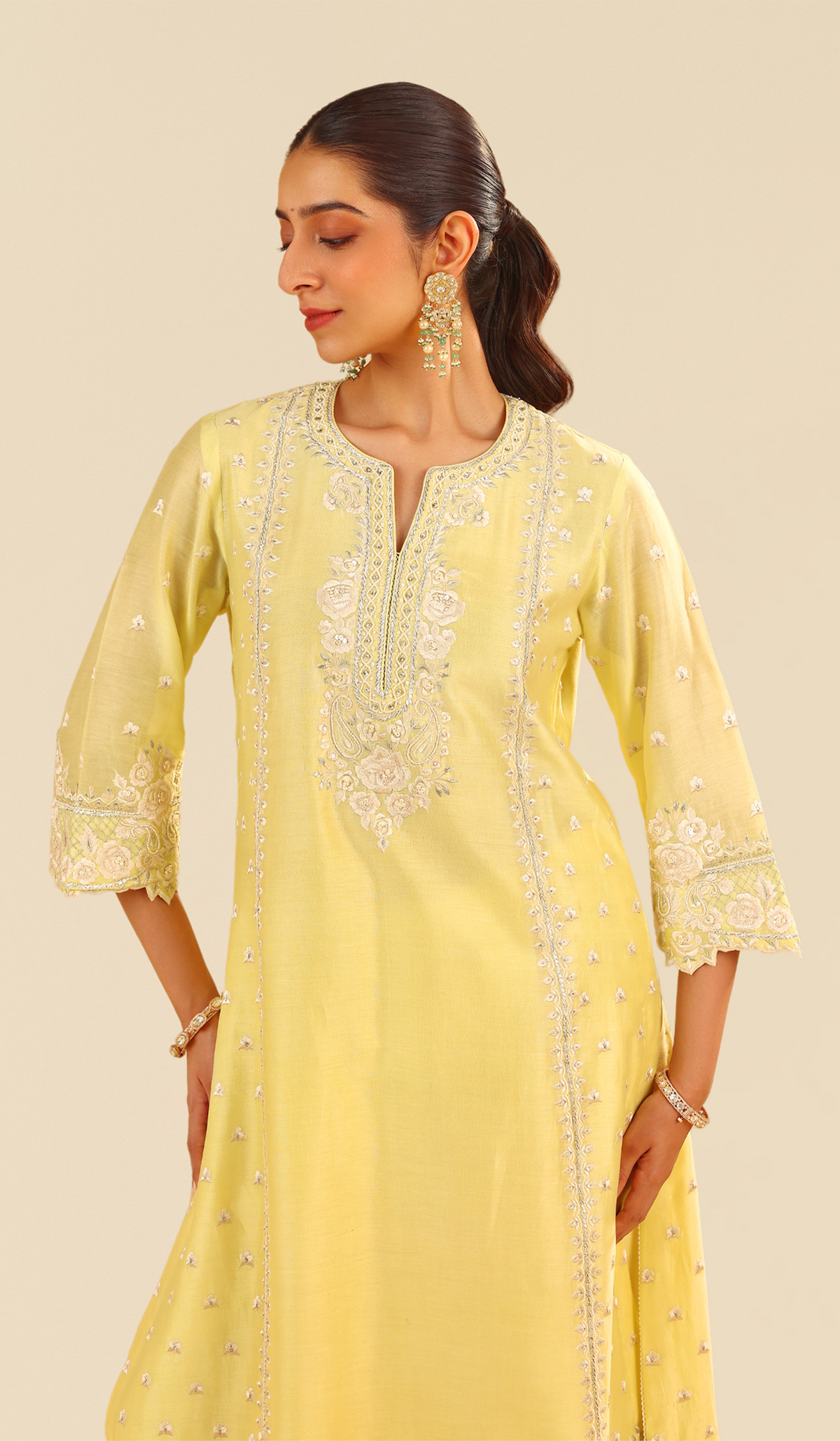 Sumaiya - Lemon Yellow A-Line Kurta With Palazzo (LXRTS)
