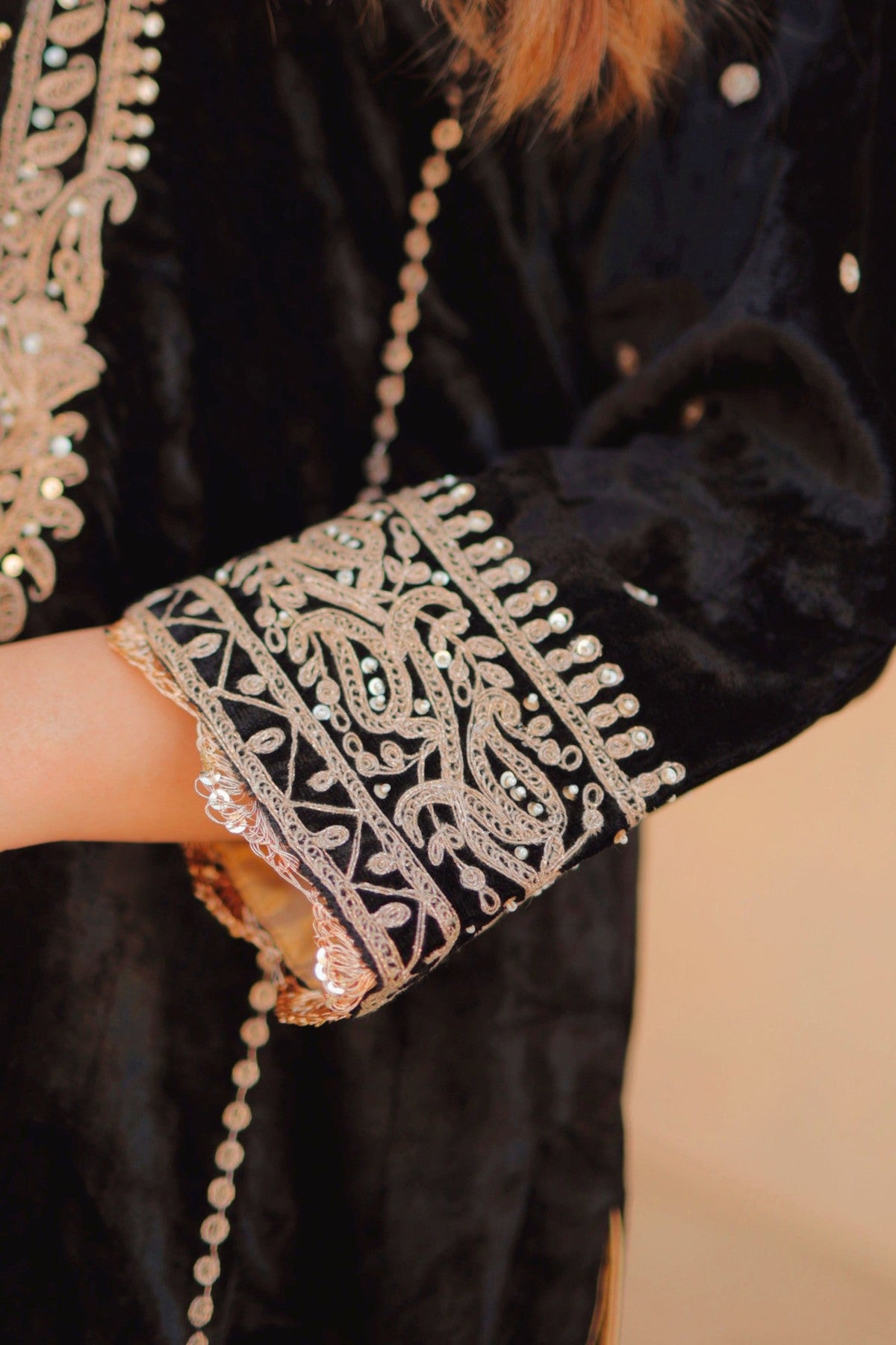 Ayat - Black Silk Velvet Short Kurta with Salwar