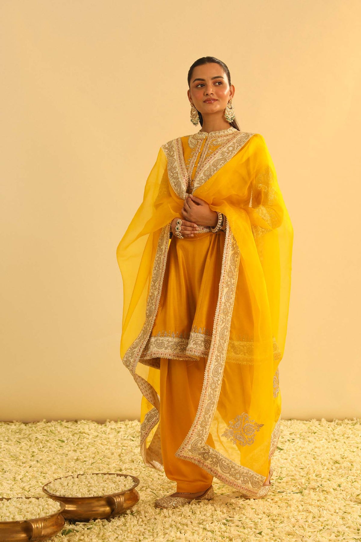 Amani - Heirloom Mustard A-line Kurta with Salwar & Dupatta