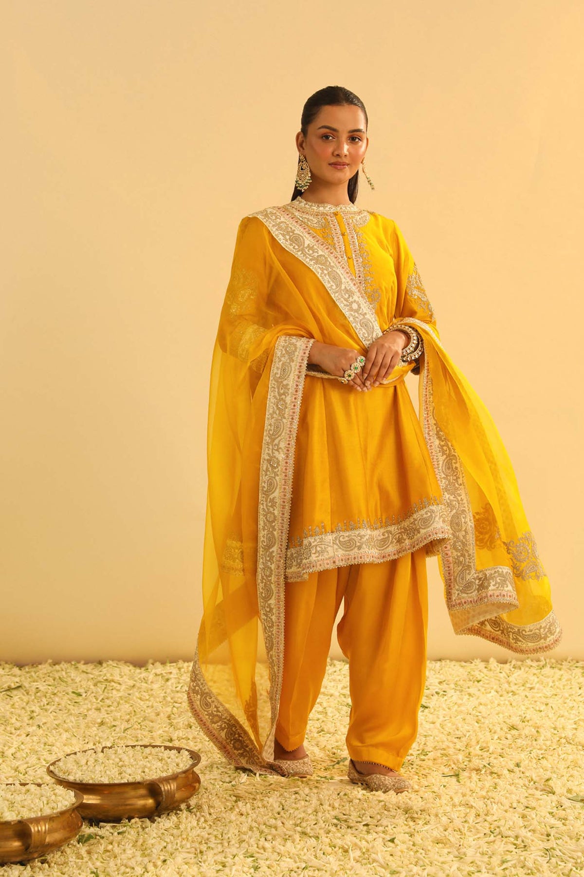 Amani - Heirloom Mustard A-line Kurta with Salwar & Dupatta