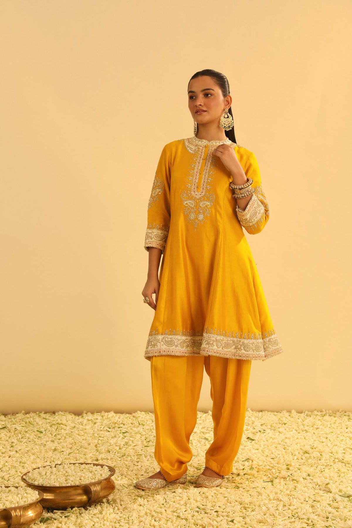 Amani - Heirloom Mustard A-line Kurta with Salwar & Dupatta