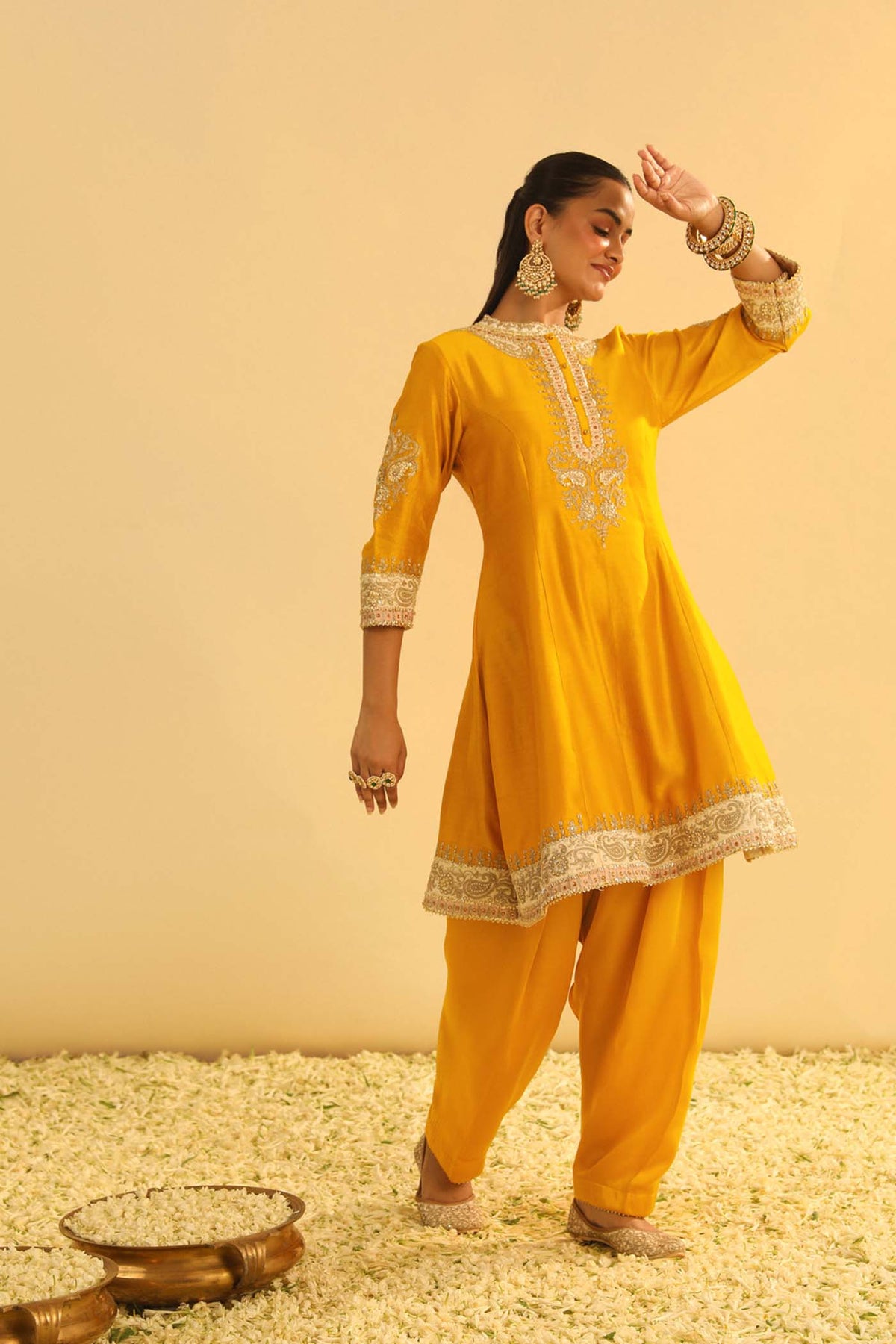 Amani - Heirloom Mustard A-line Kurta with Salwar & Dupatta