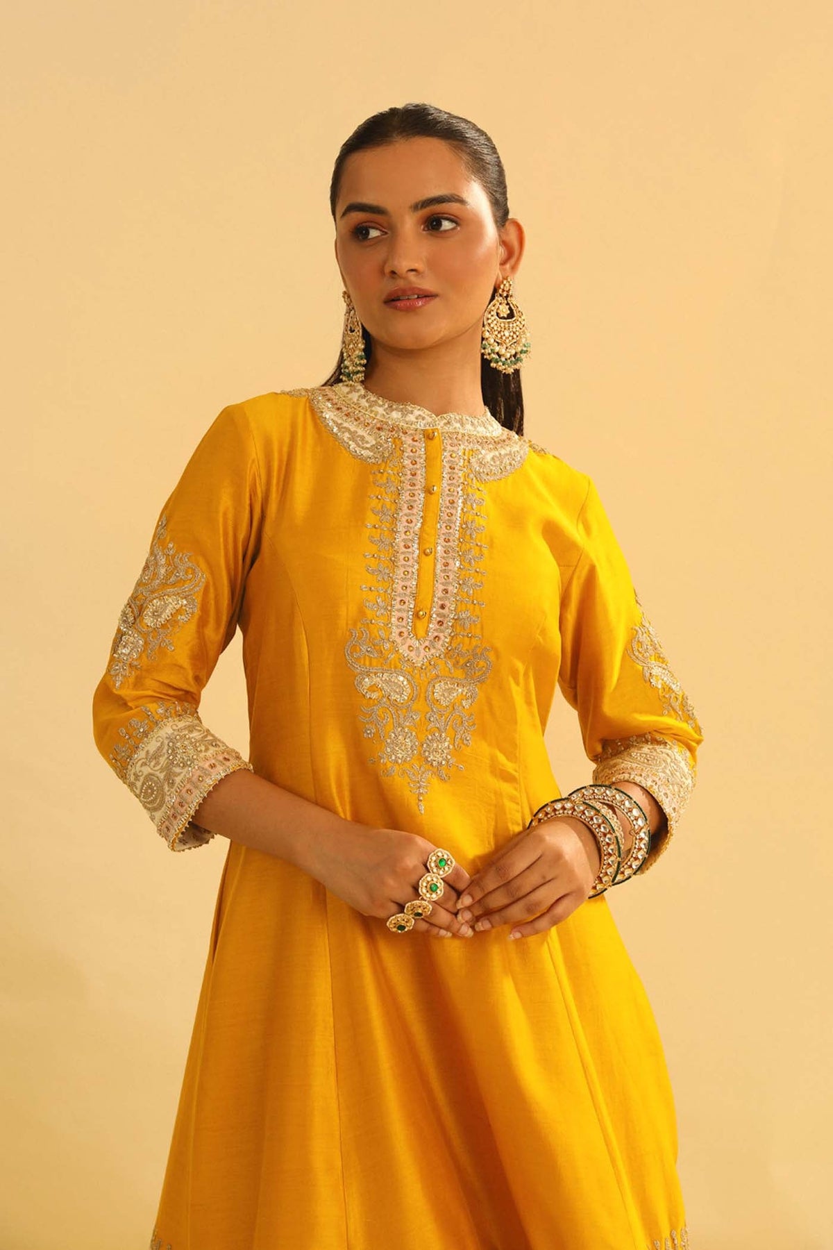 Amani - Heirloom Mustard A-line Kurta with Salwar & Dupatta