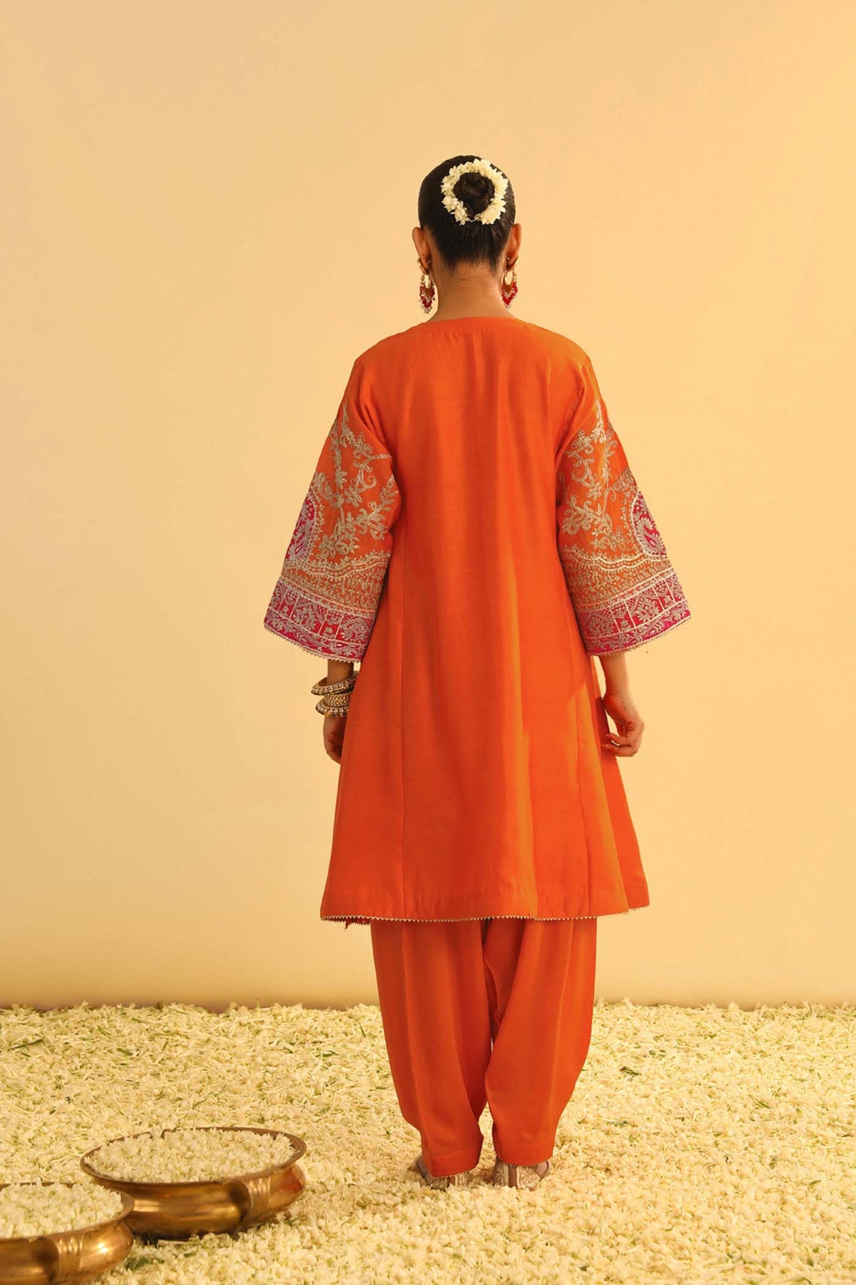 MOHSINA - Orange SHORT KALIDAAR CHOGA WITH SALWAR