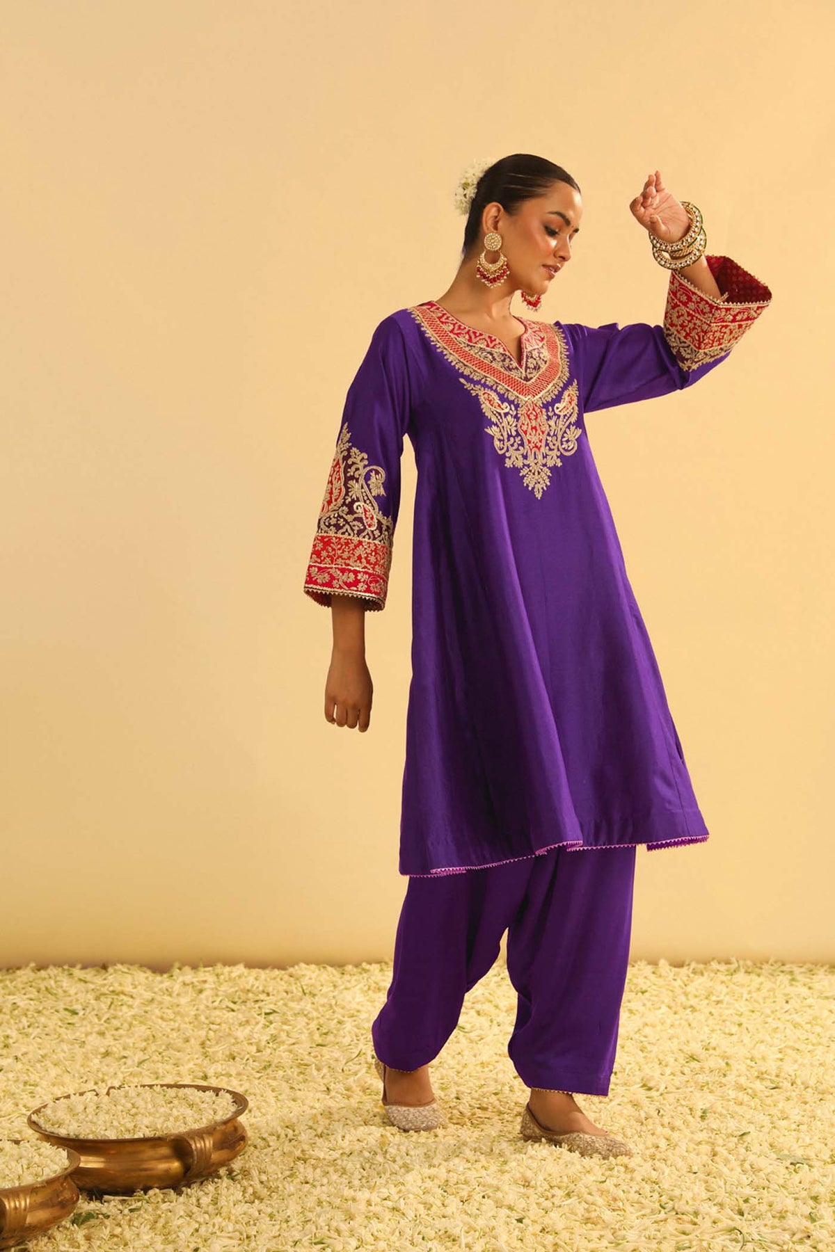 MEHRISH - PURPLE SHORT KALIDAAR CHOGA WITH SALWAR (LXRTS)