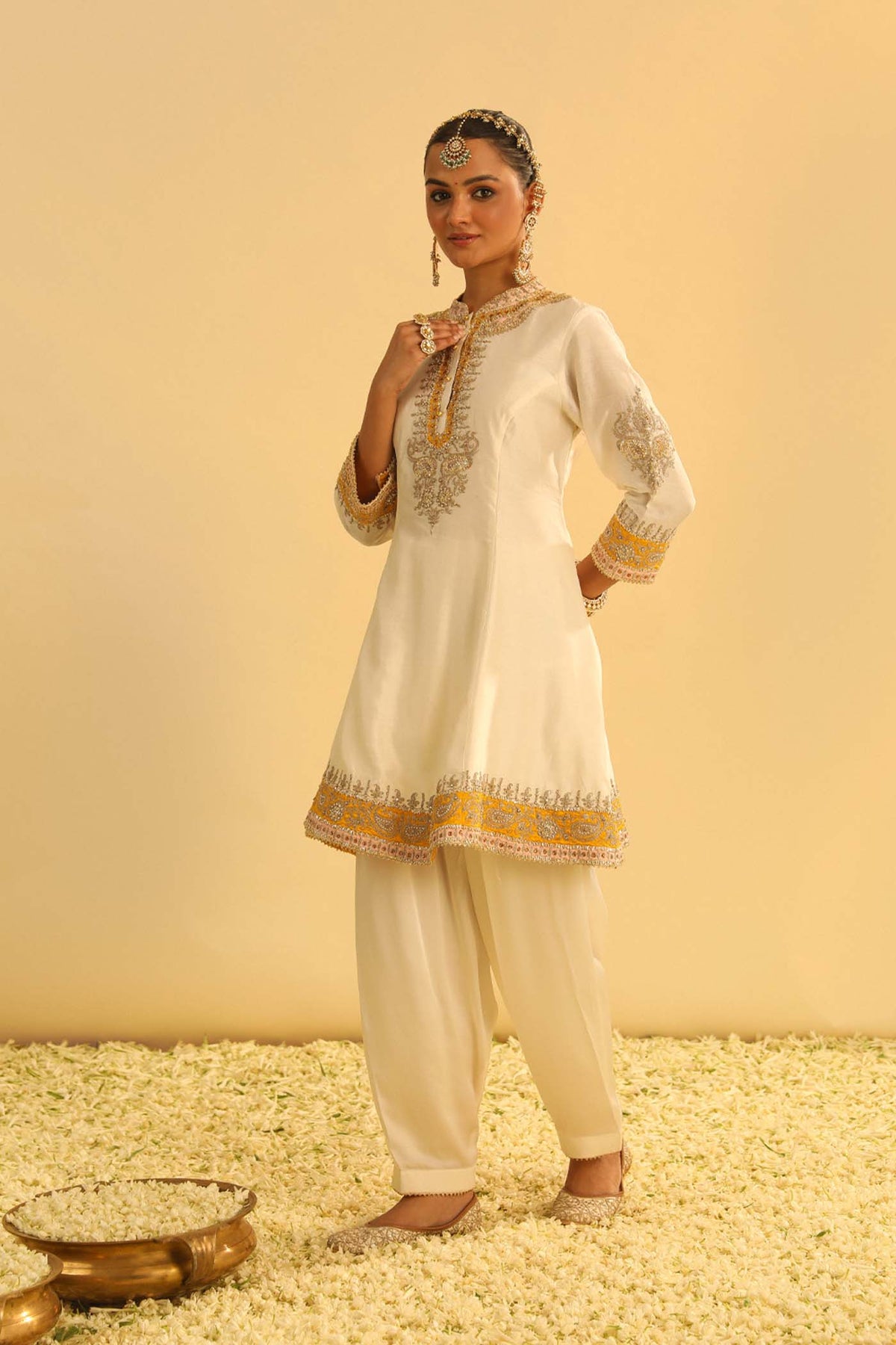 Genelia d'souza in Amani - Daisy Ivory A-line Kurta With Salwar & Dupatta