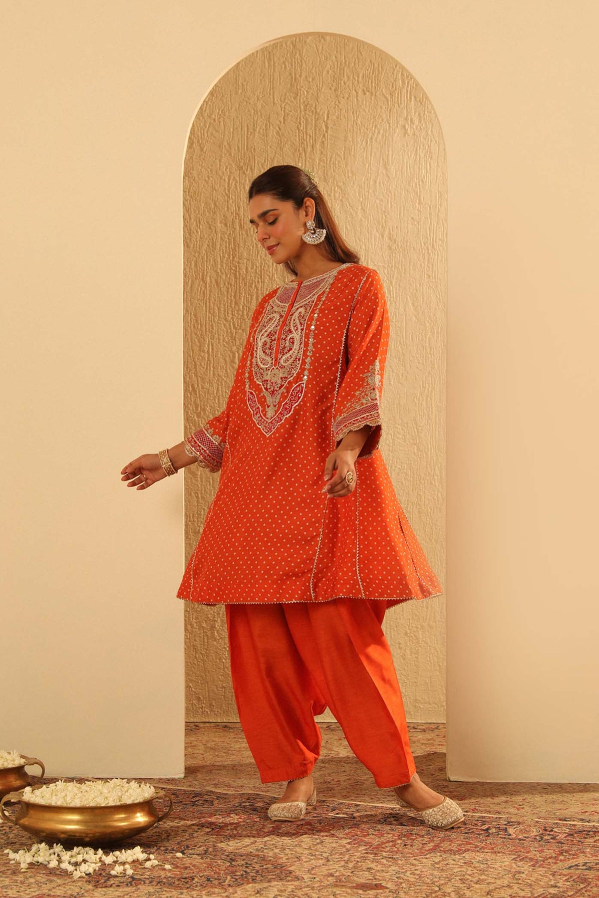 Prisha - Orange Kalidaar Choga with Salwar