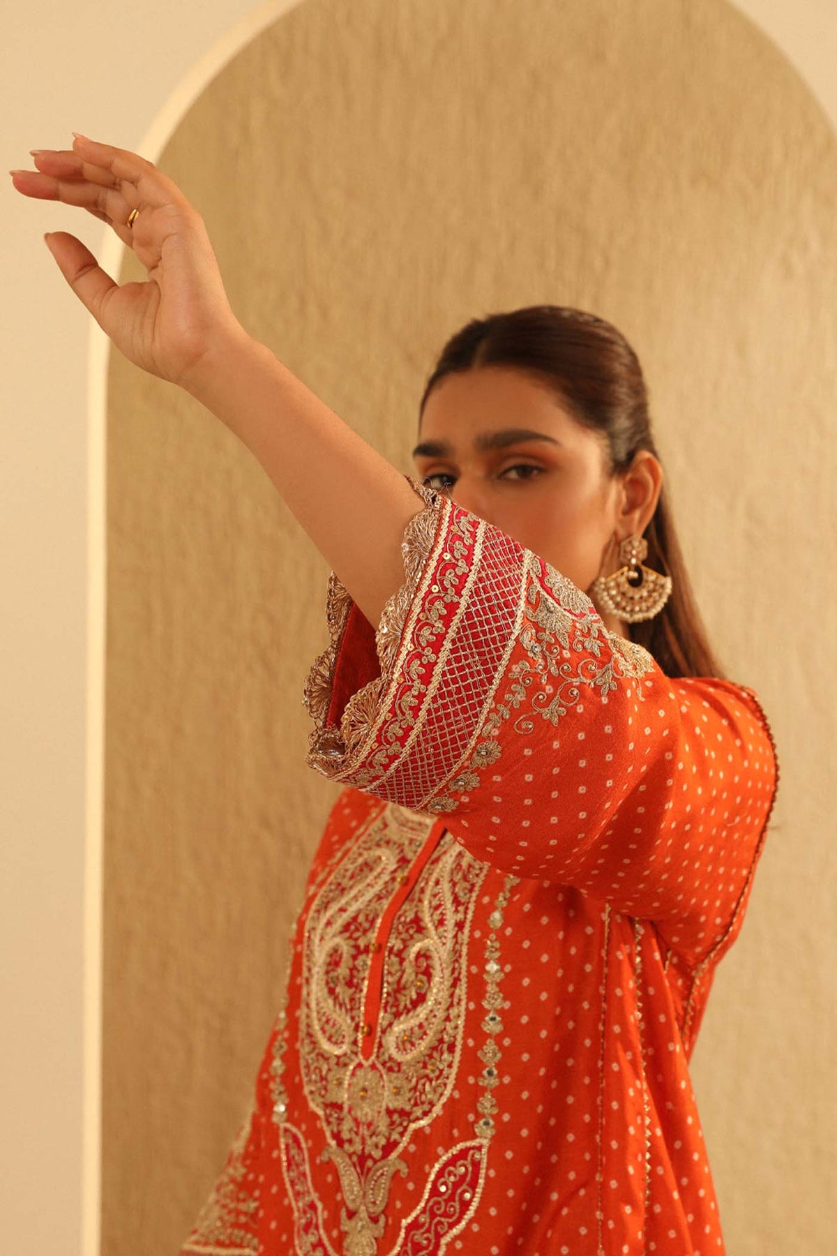 Prisha - Orange Kalidaar Choga with Salwar
