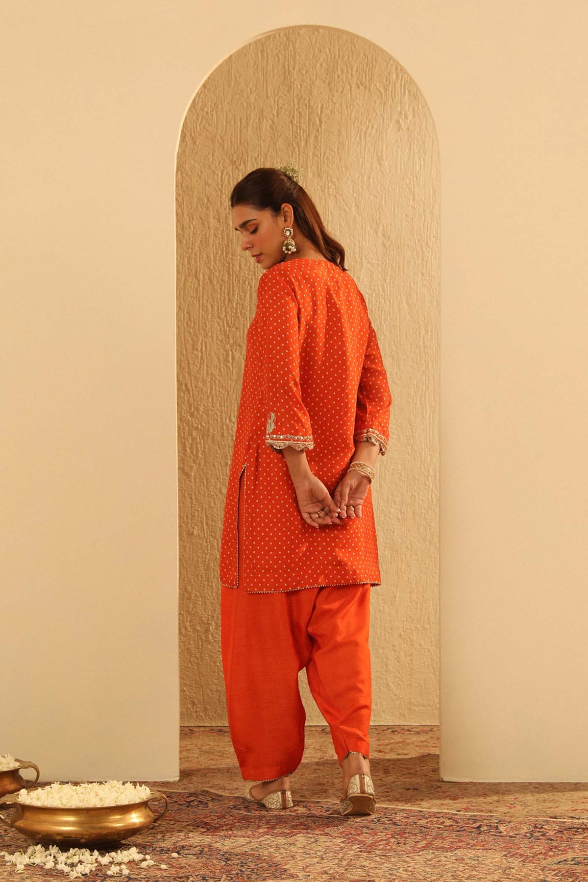Asma - Orange Short Kurta with Salwar (LXRTS)