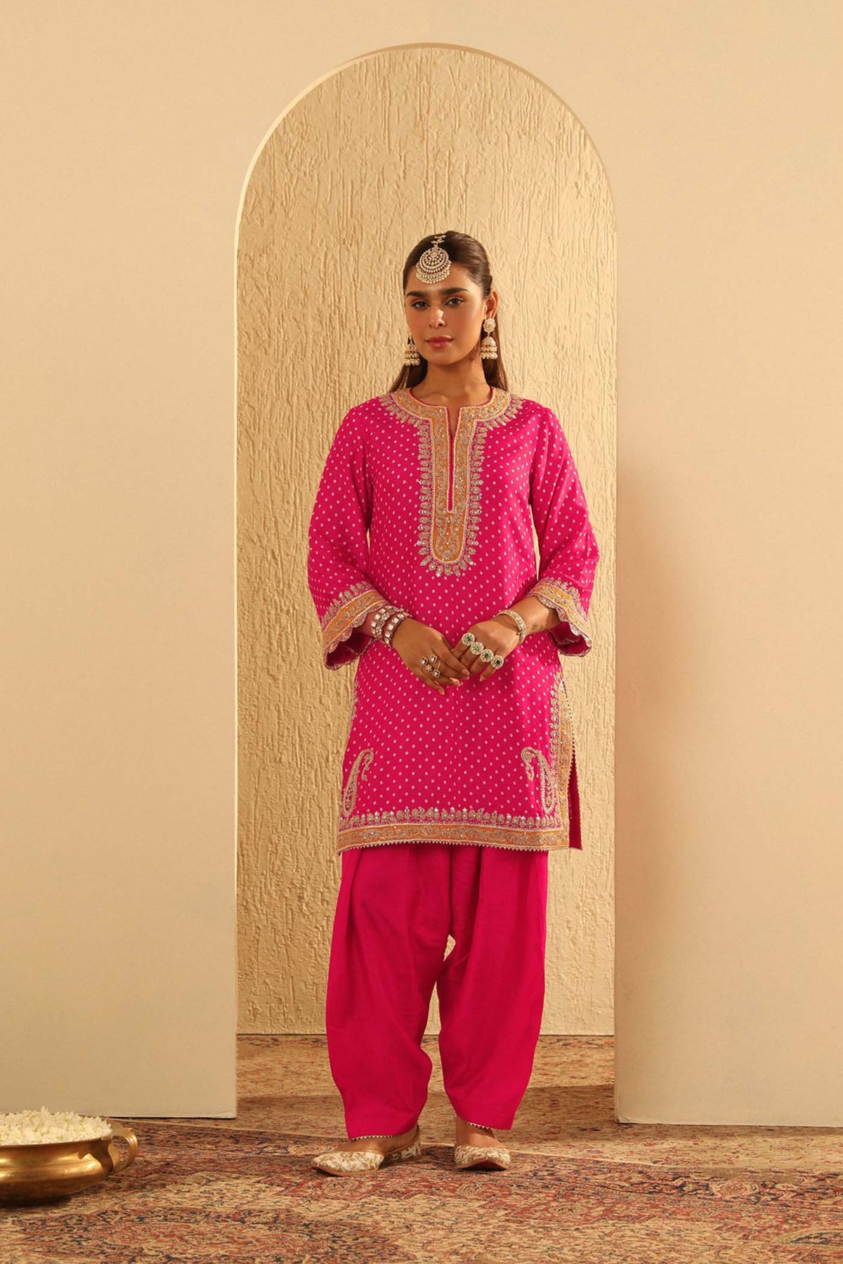 Kiana - Rani Hotpink Kurta with Salwar and Dupatta