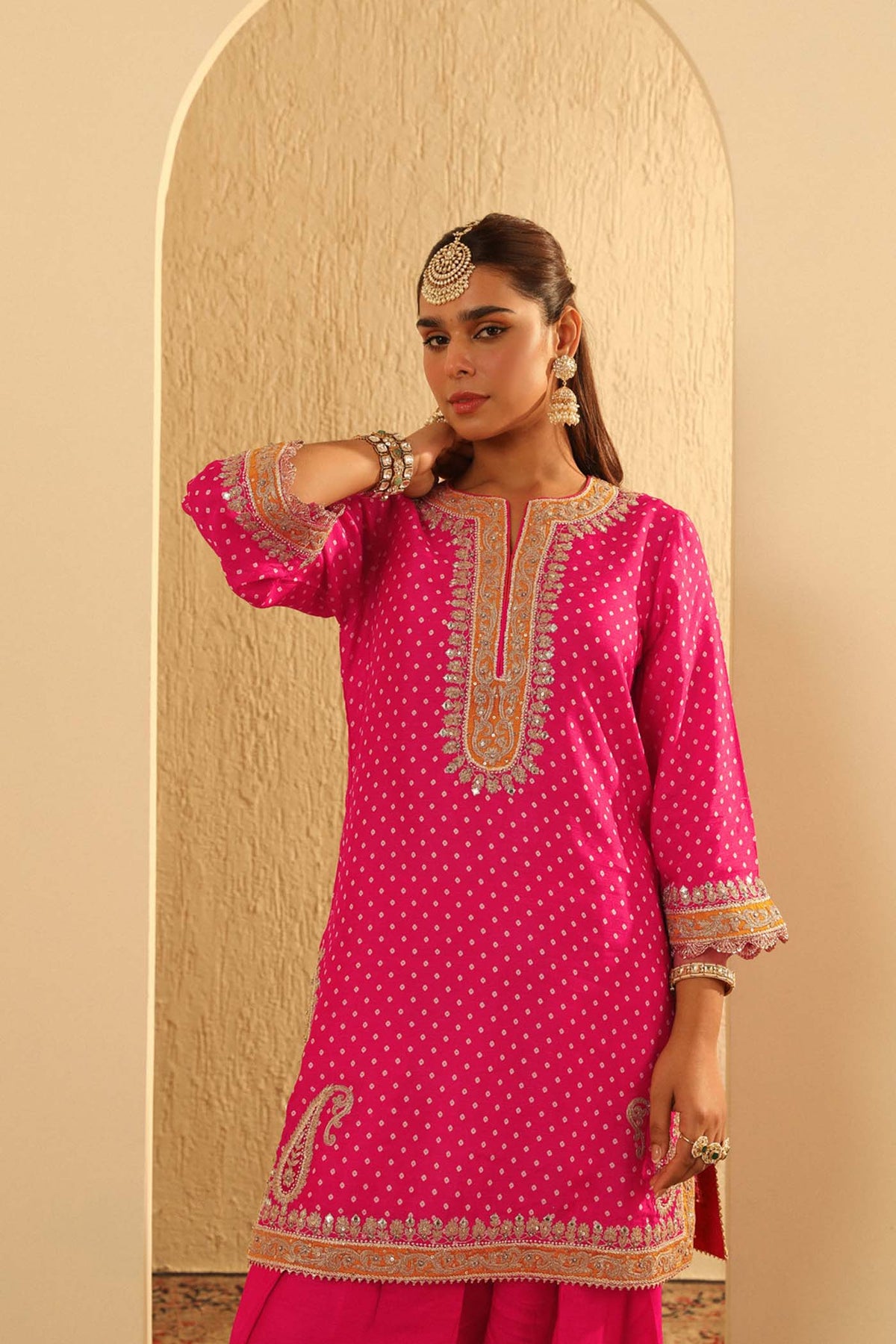 Kiana - Rani Hotpink Kurta with Salwar and Dupatta