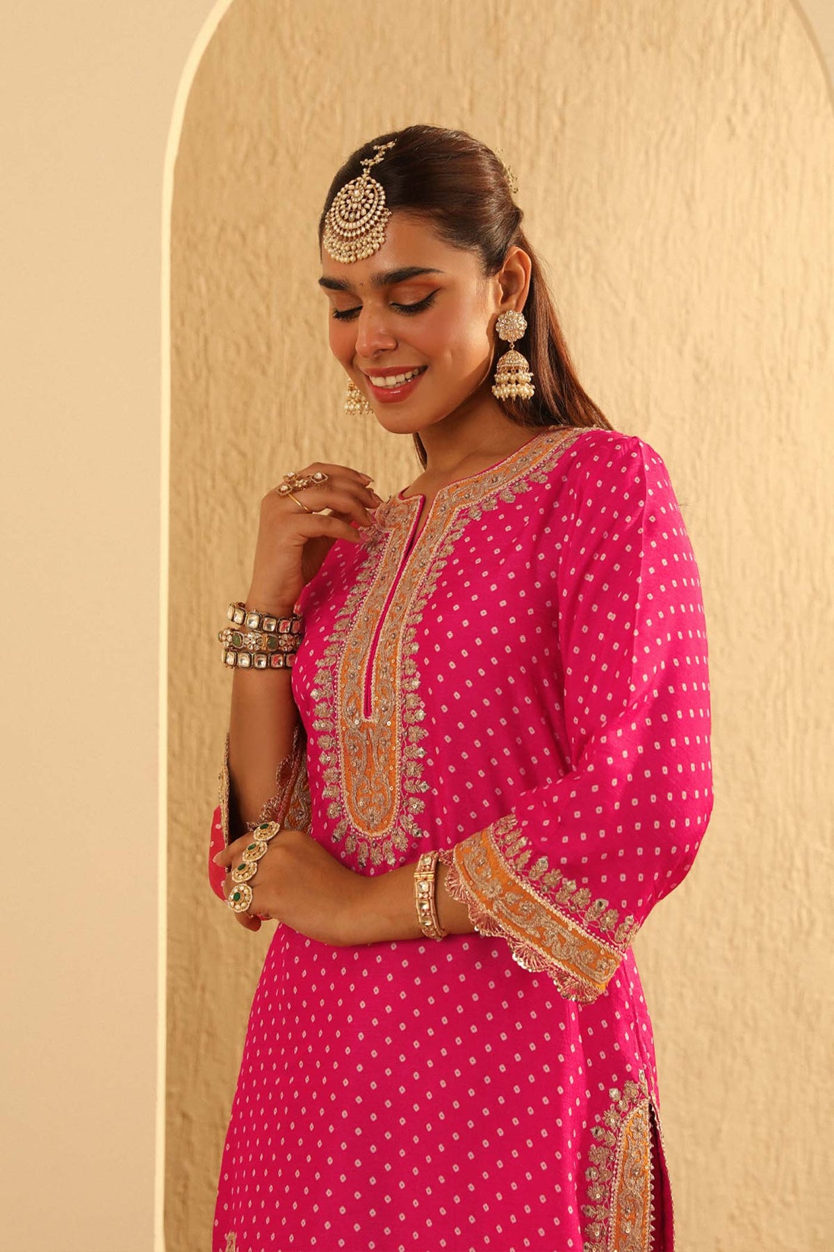 Kiana - Rani Hotpink Kurta with Salwar and Dupatta