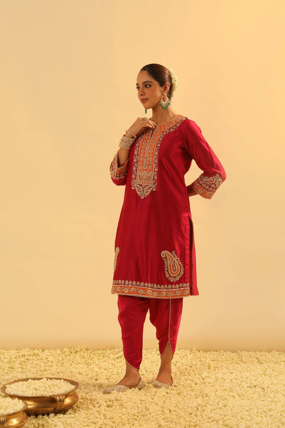Anjum - Hot Pink Short Kurta with Dhoti (Lxrts)