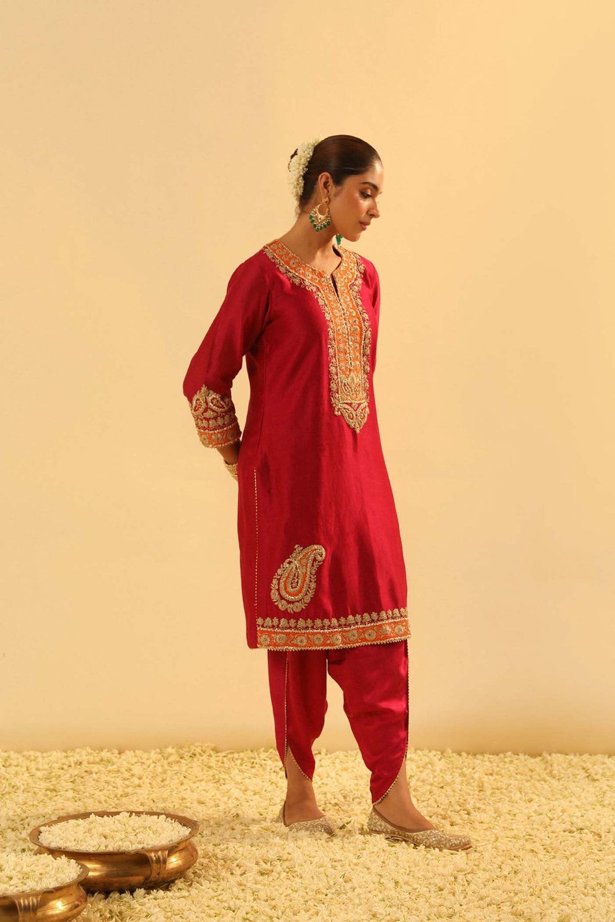 Anjum - Hot Pink Short Kurta with Dhoti (Lxrts)