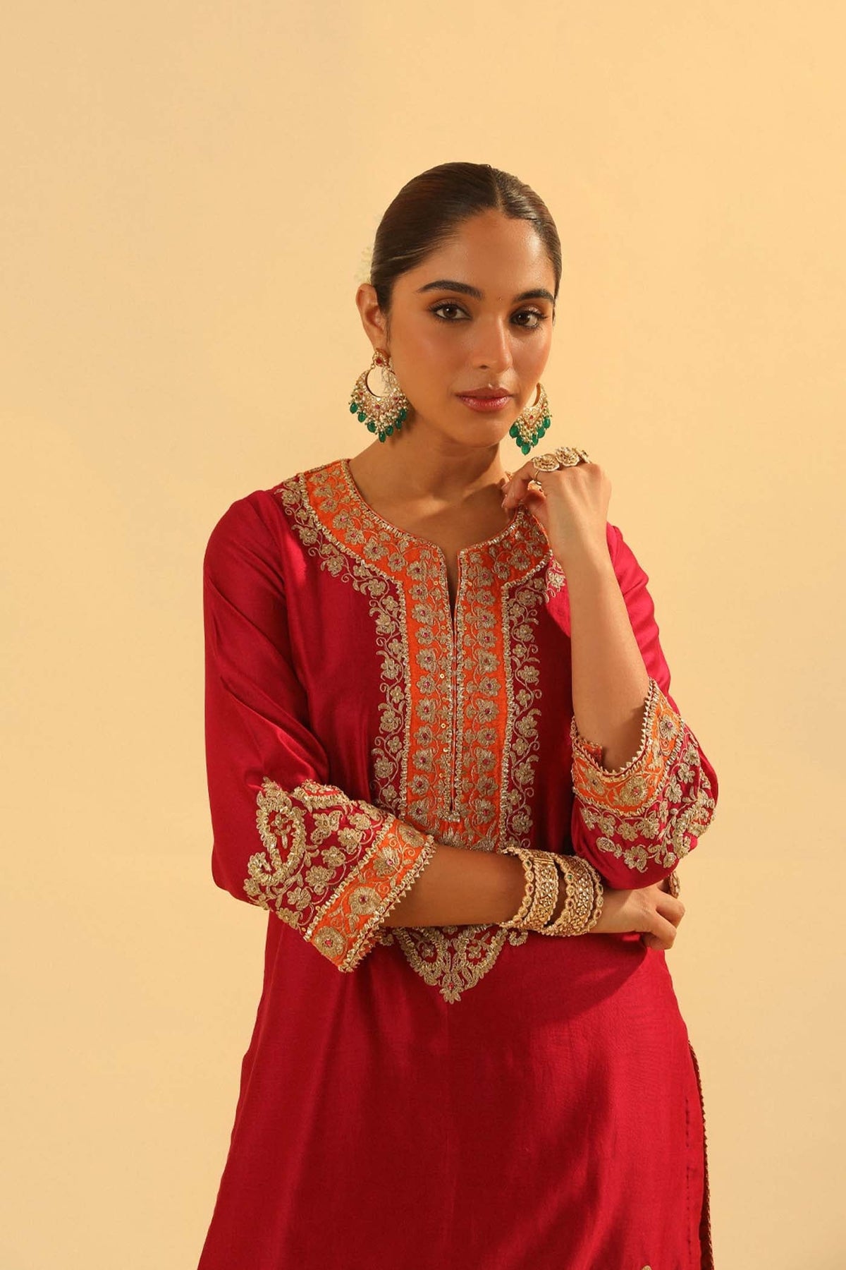 Anjum - Hot Pink Short Kurta with Dhoti (Lxrts)