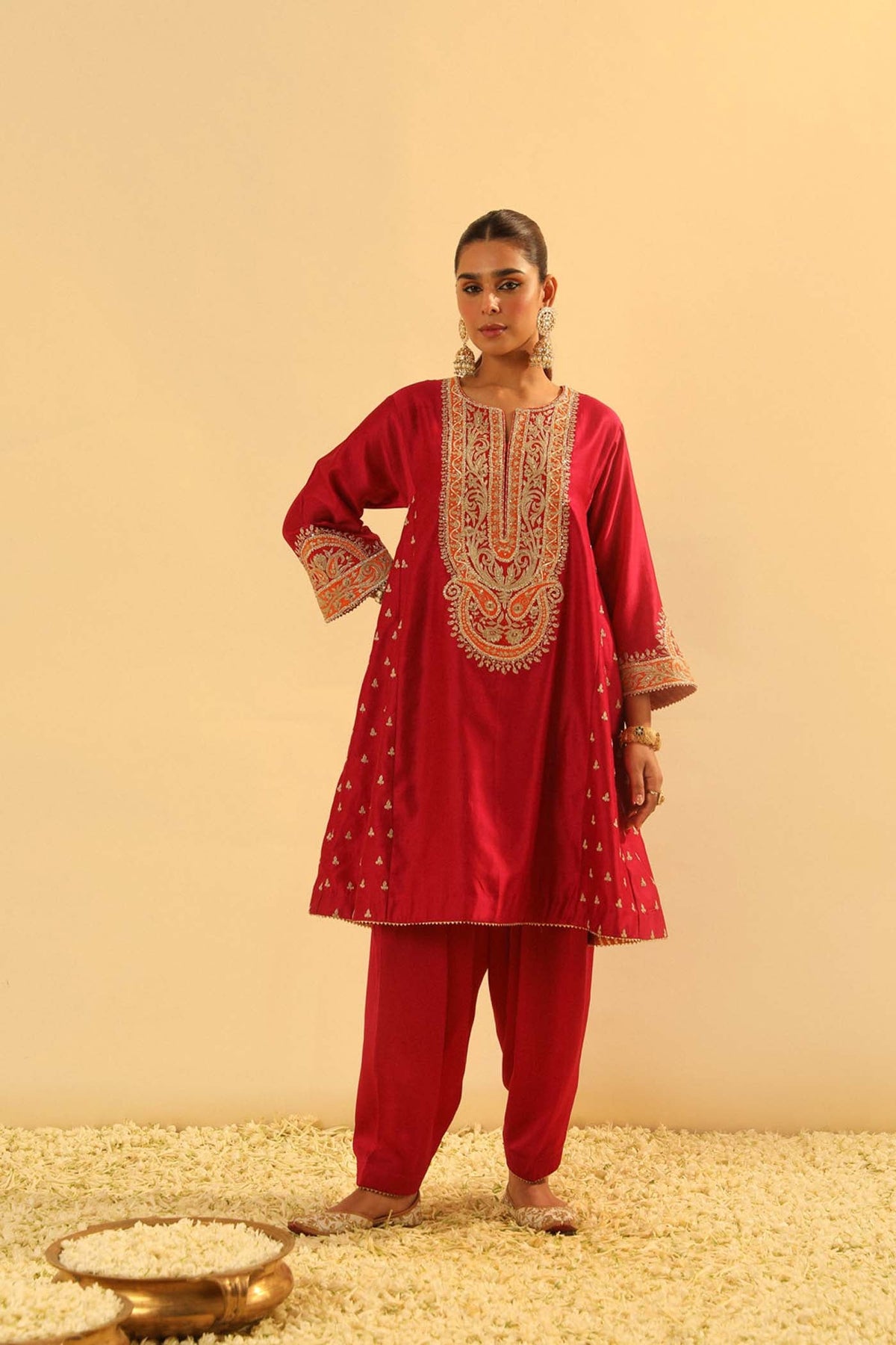 Falisha - Rani Hotpink Short Kalidaar Choga with Salwar
