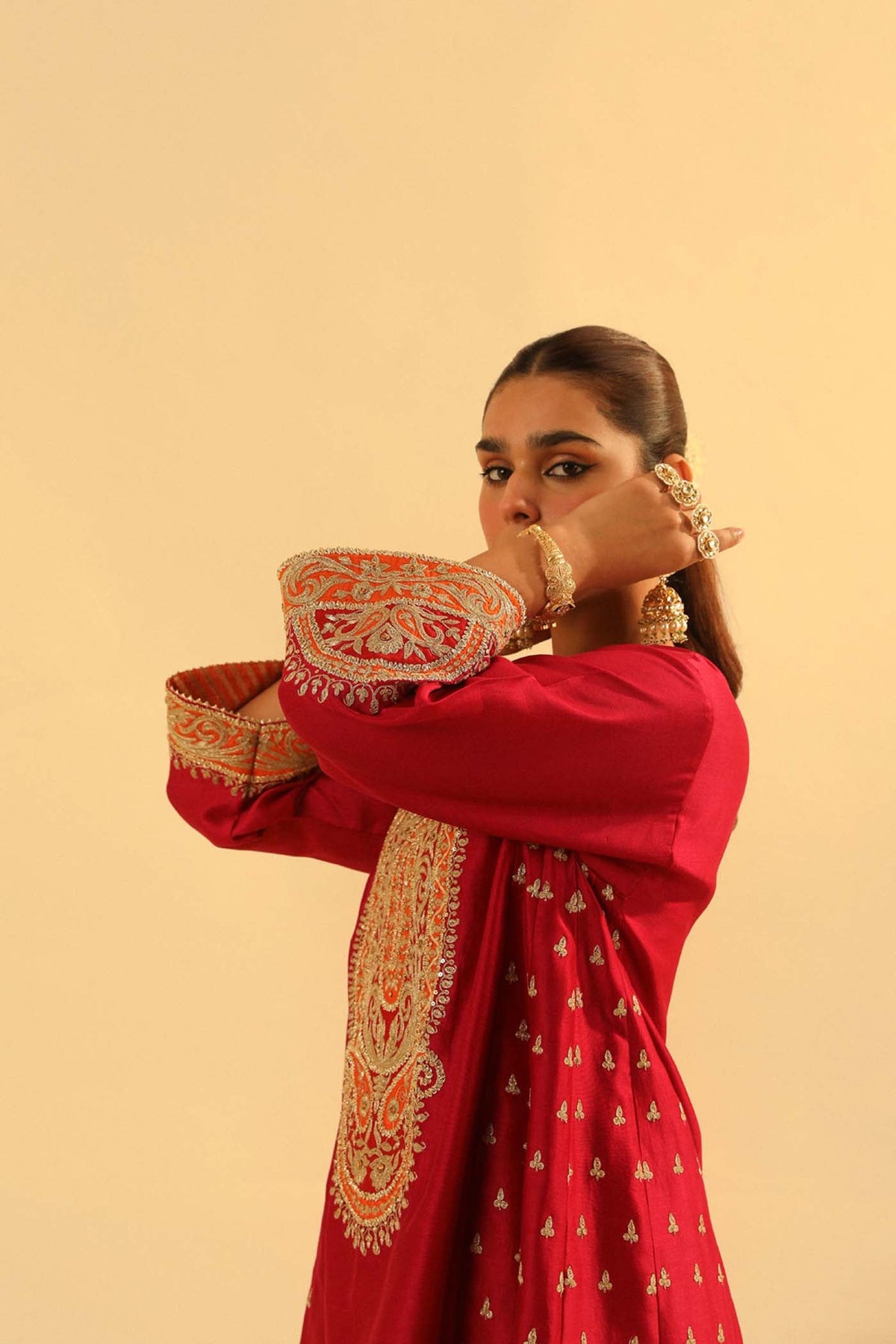 Falisha - Rani Hotpink Short Kalidaar Choga with Salwar
