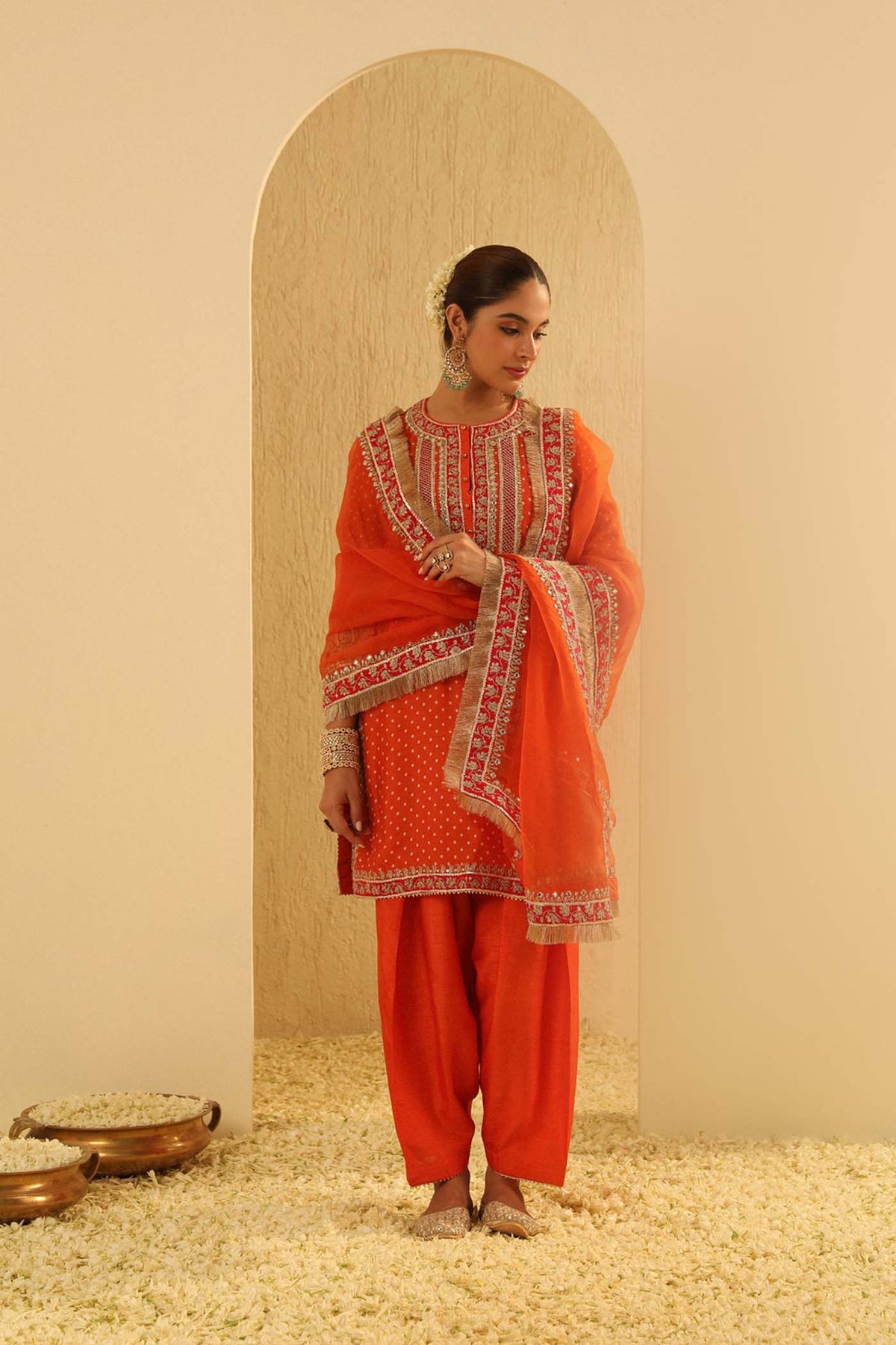 Inara - Orange Kurta with Salwar and Dupatta