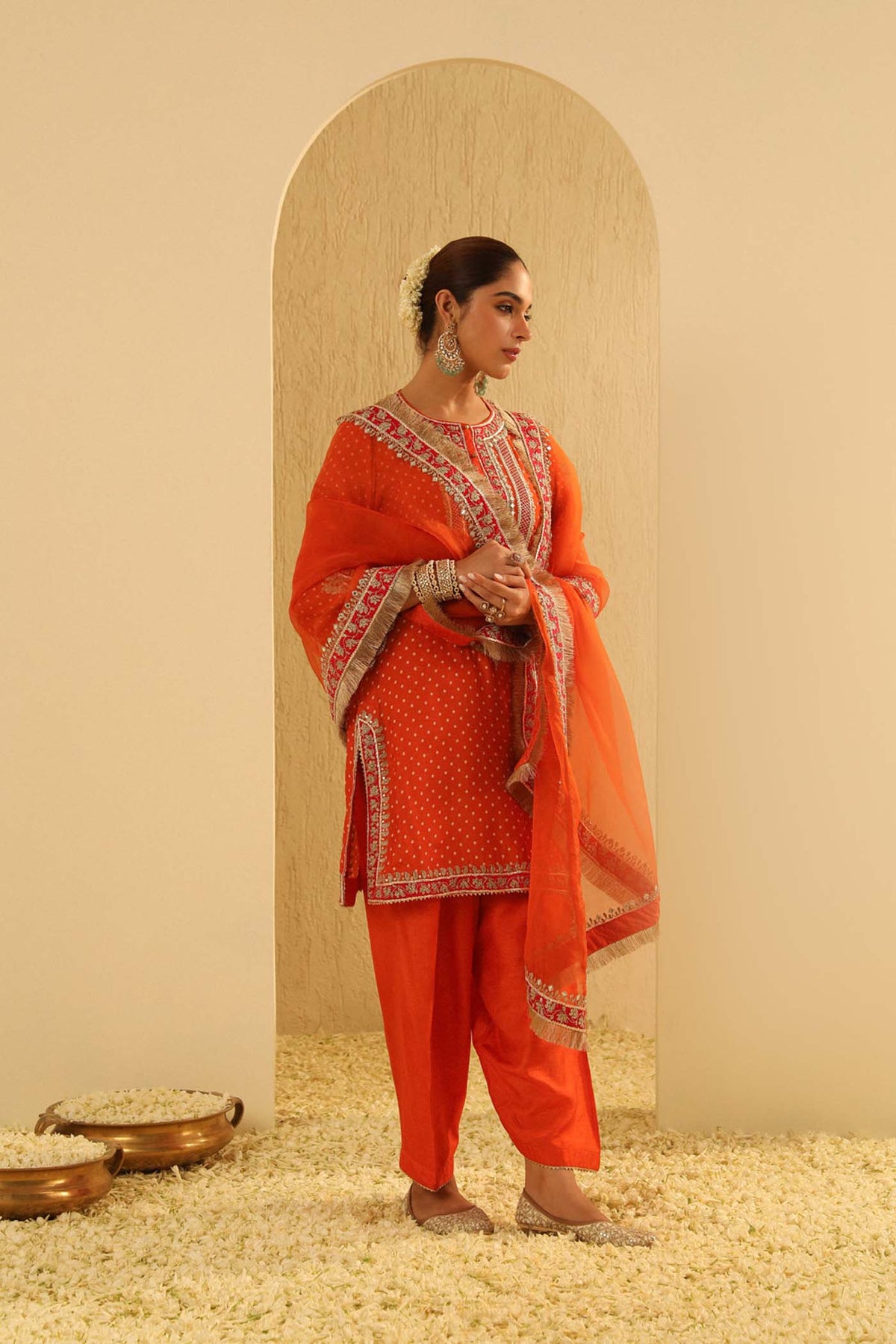 Inara - Orange Kurta with Salwar and Dupatta