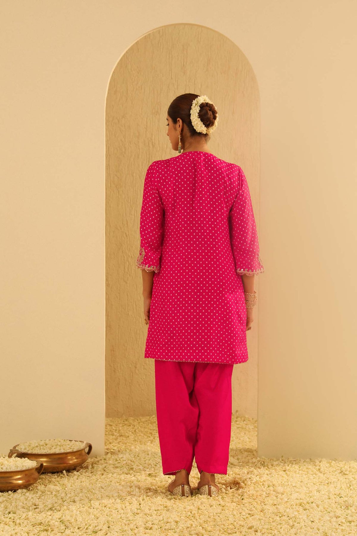 Noora - Rani Hotpink Short Kurta with Salwar