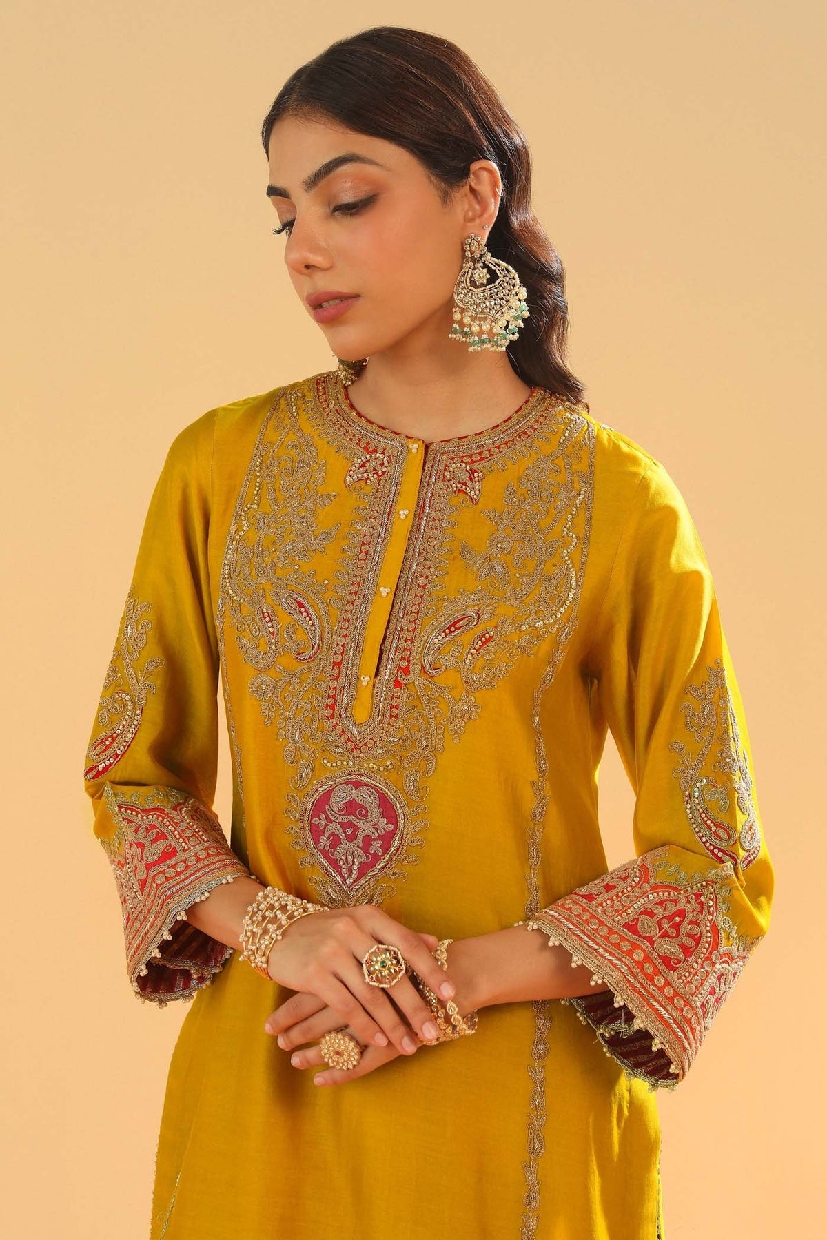 Mirha - Mustard Short Straight Kurta with Salwar (Lxrts)
