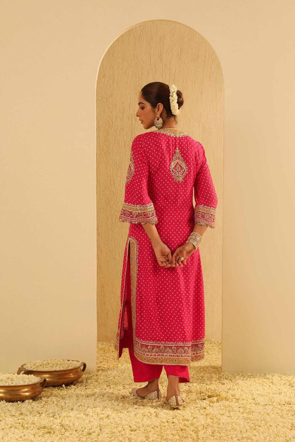 Veda - Rani Hotpink A-line Kurta with Salwar and Dupatta