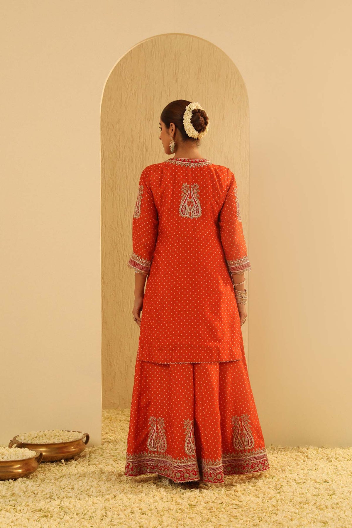 Hoorain - Orange Kurta with Sharara and Dupatta