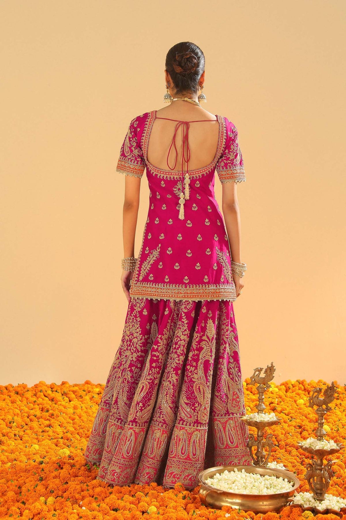 Ishwa - Rani Hotpink Kurta with Sharara
