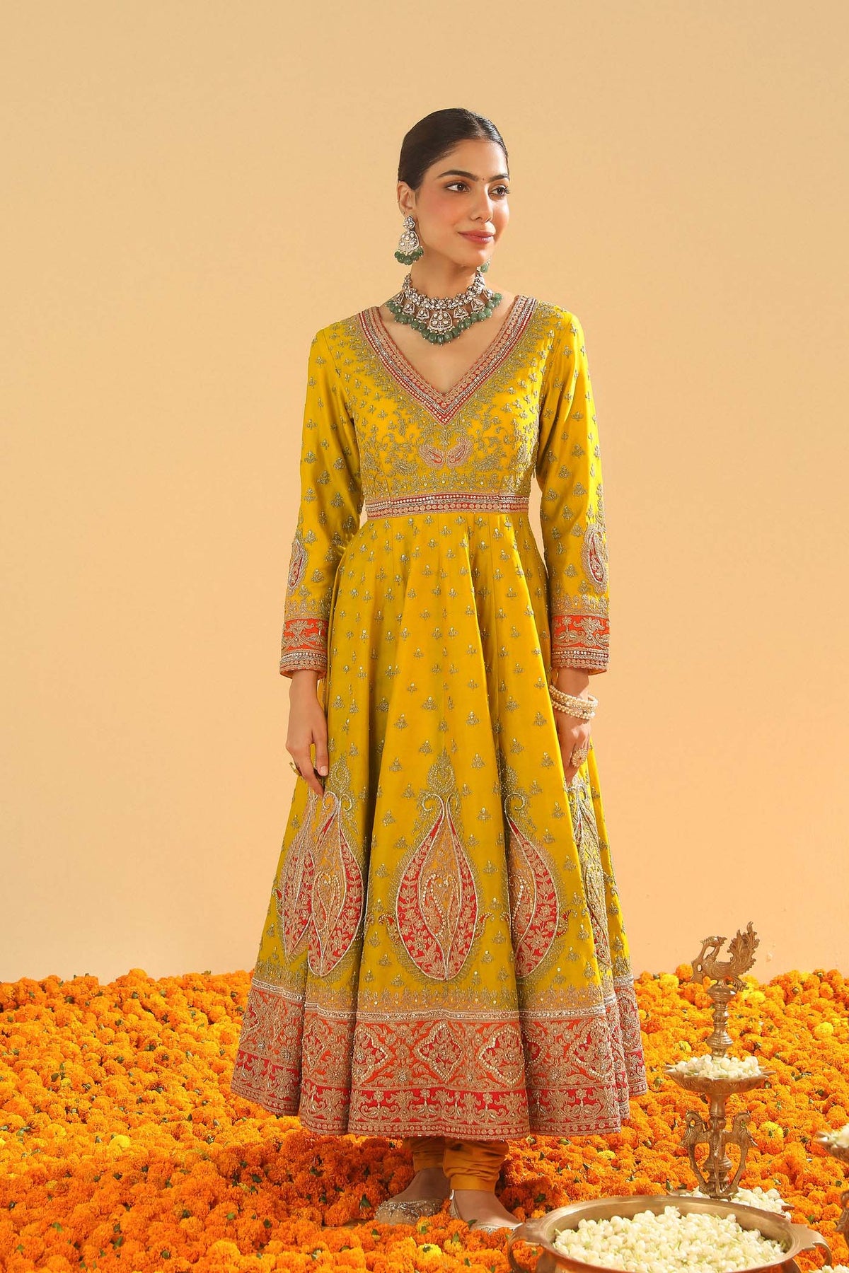 Shazia - Mustard Anarkaali with Chooridaar (Lxrts)