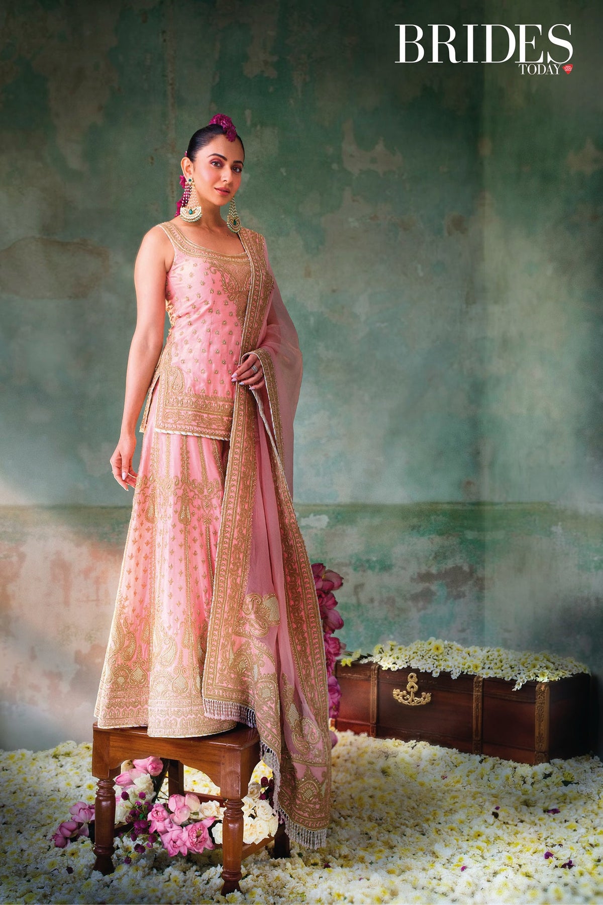 Rakul Preet Singh In Tasnim - Pink Kurta Set with Sharara & Dupatta