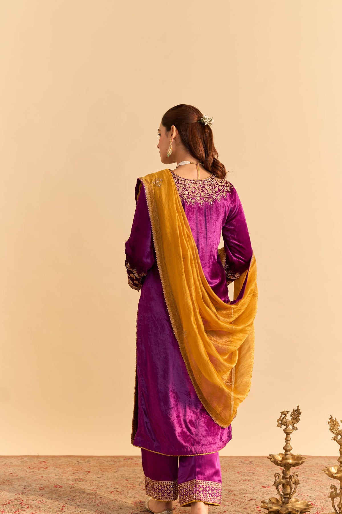 Mehel Kejriwal In Aynaz - Silk Velvet Deep Purple Kurta with Salwar