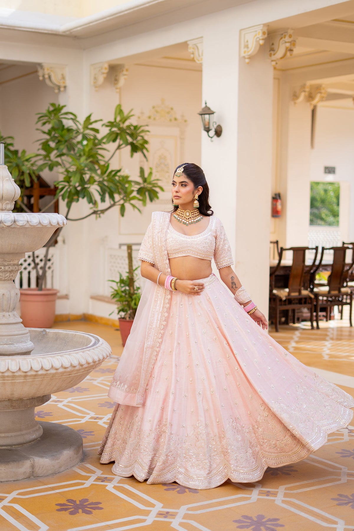FIDA - Blush Pink LEHENGA WITH BLOUSE AND DUPATTA