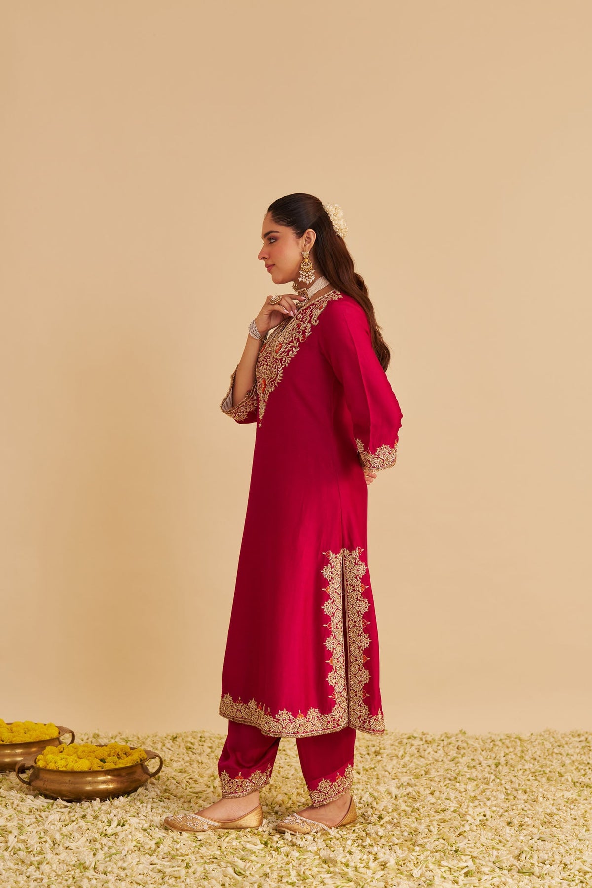 Areefa - Dabka Zardozi Embroidered Rich Banarasi Rani Hotpink Suit & Salwar